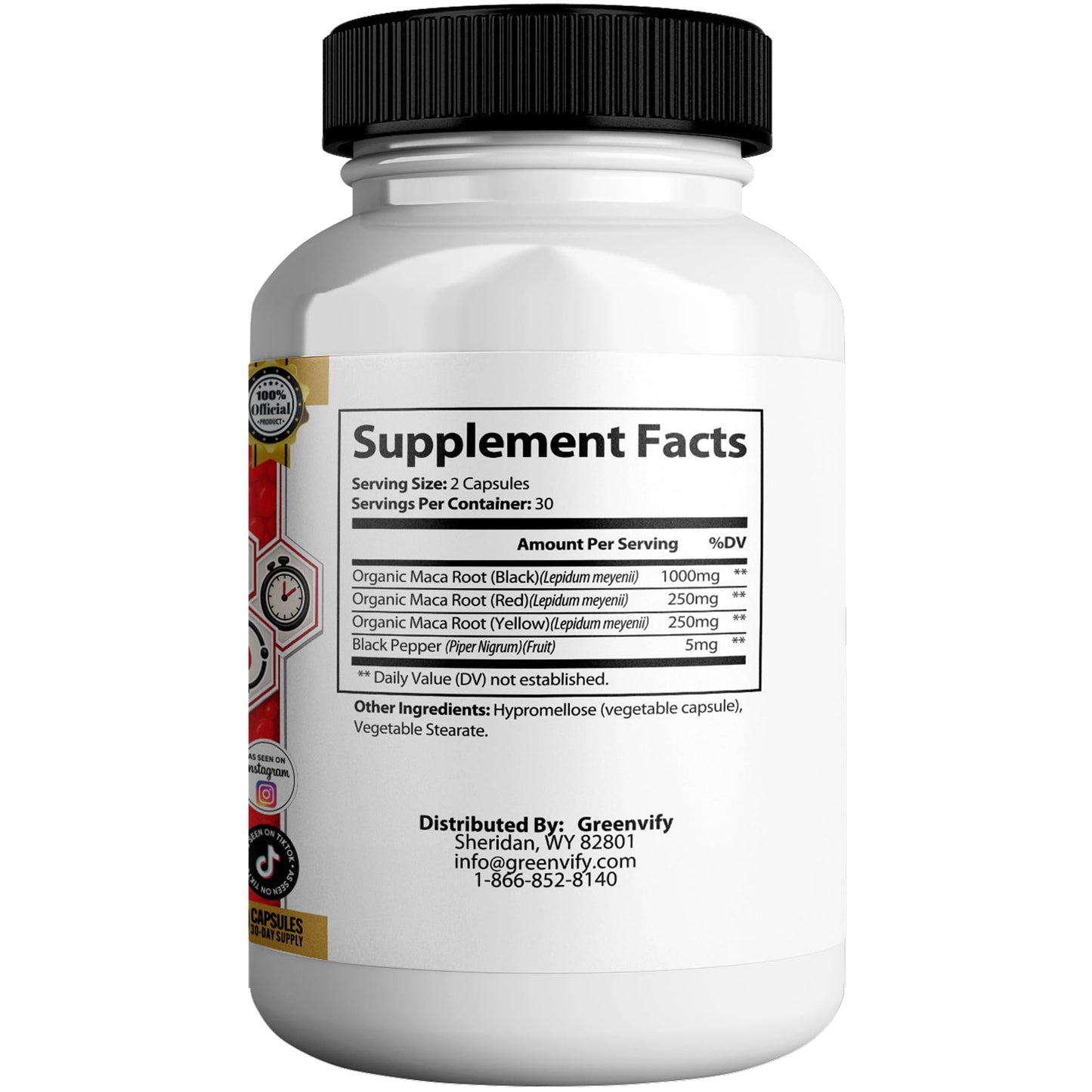 GREENVIFY Red Ox Max Booster Dietary Supplement, Organic Maca Root, 60 Capsules