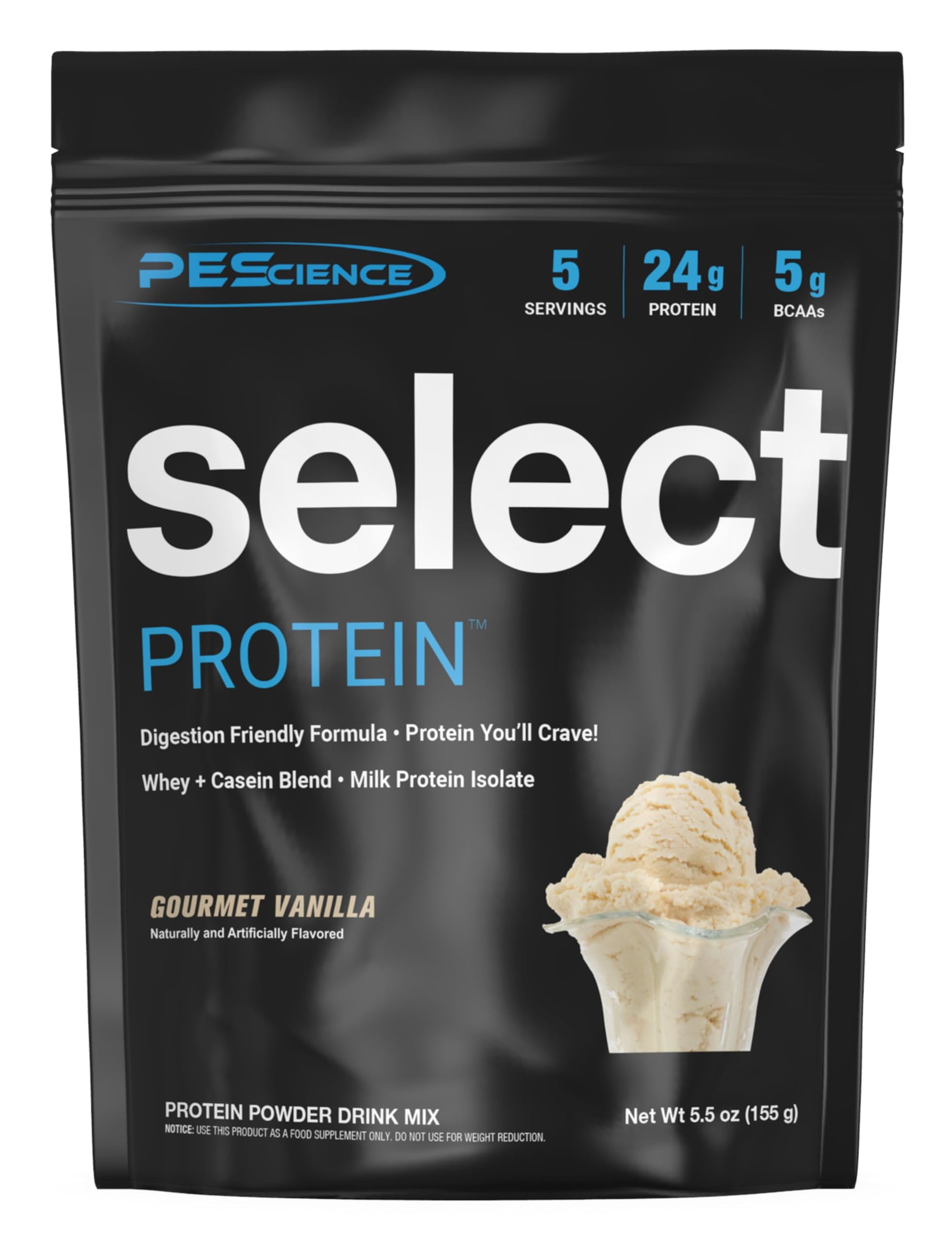 PEScience Select Protein Powder, Whey and Casein Blend, Gourmet Vanilla, 5 Servings