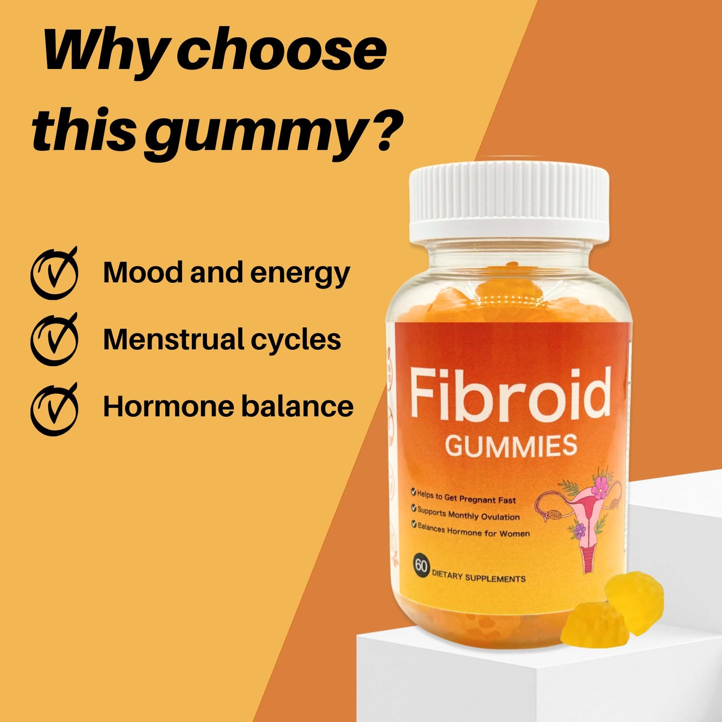 Siyolaherb Fibroid Shrink Gummies, 60 Count