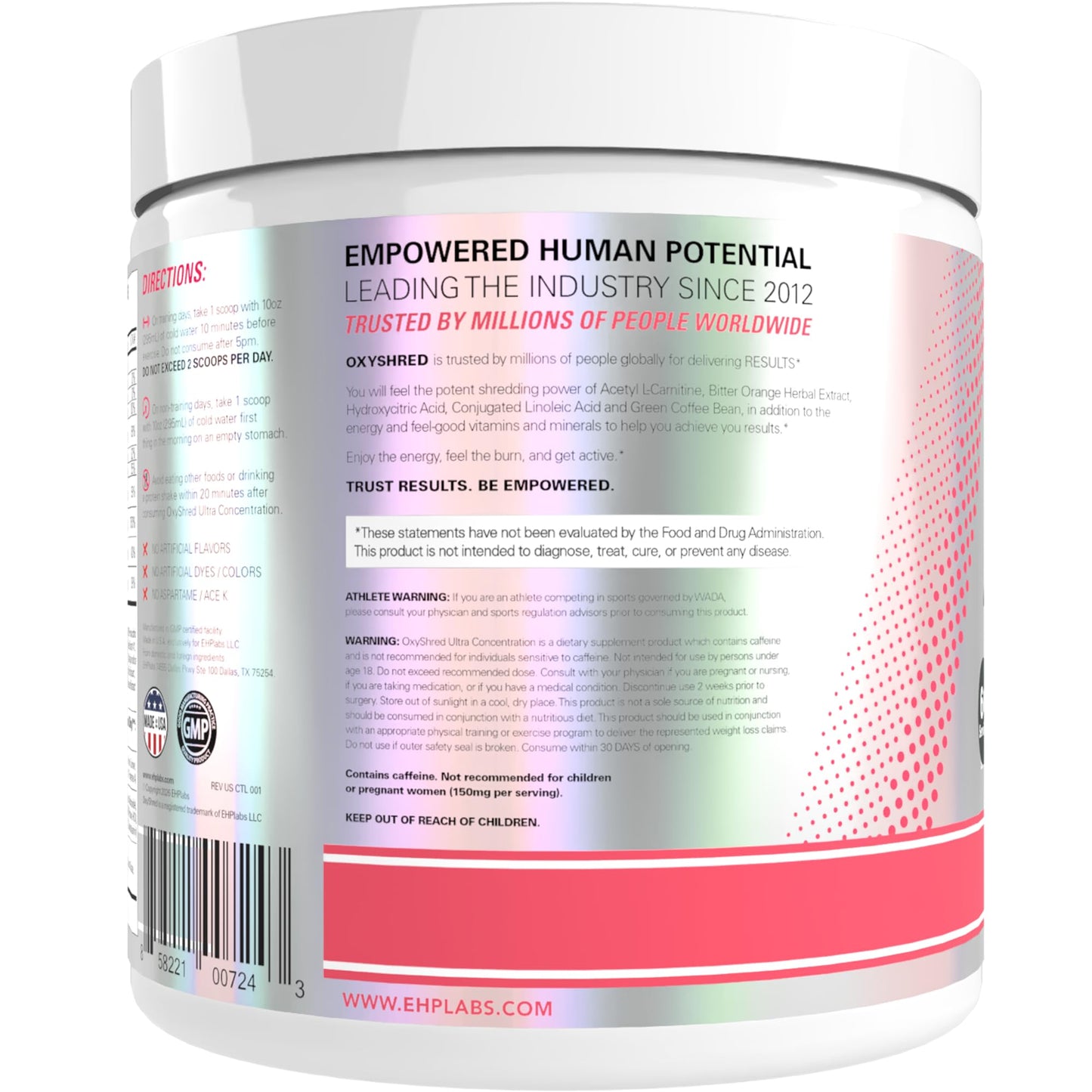 EHP Labs OxyShred Pre Workout Powder & Shredding Supplement, 60 Servings