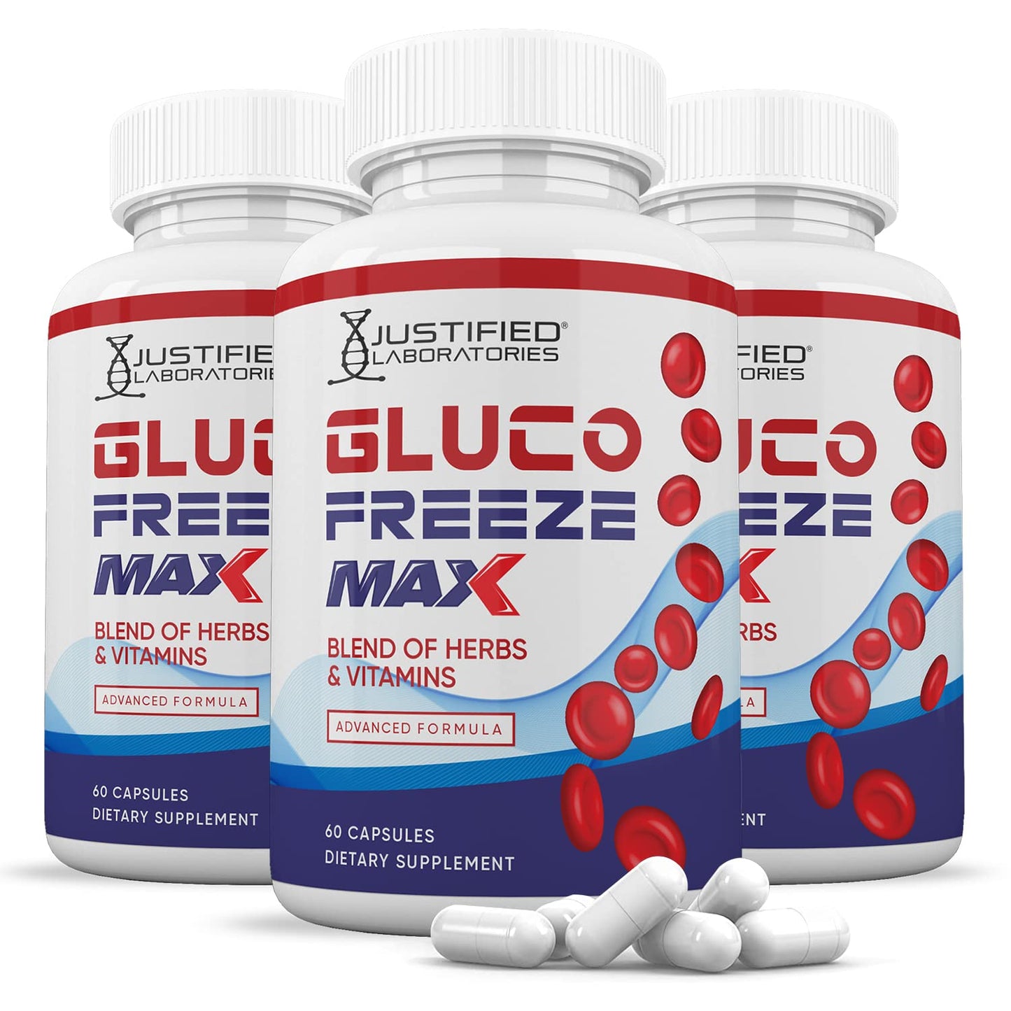Justified Laboratories Glucofreeze Max Advanced Formula 1295mg Capsules 180 Count