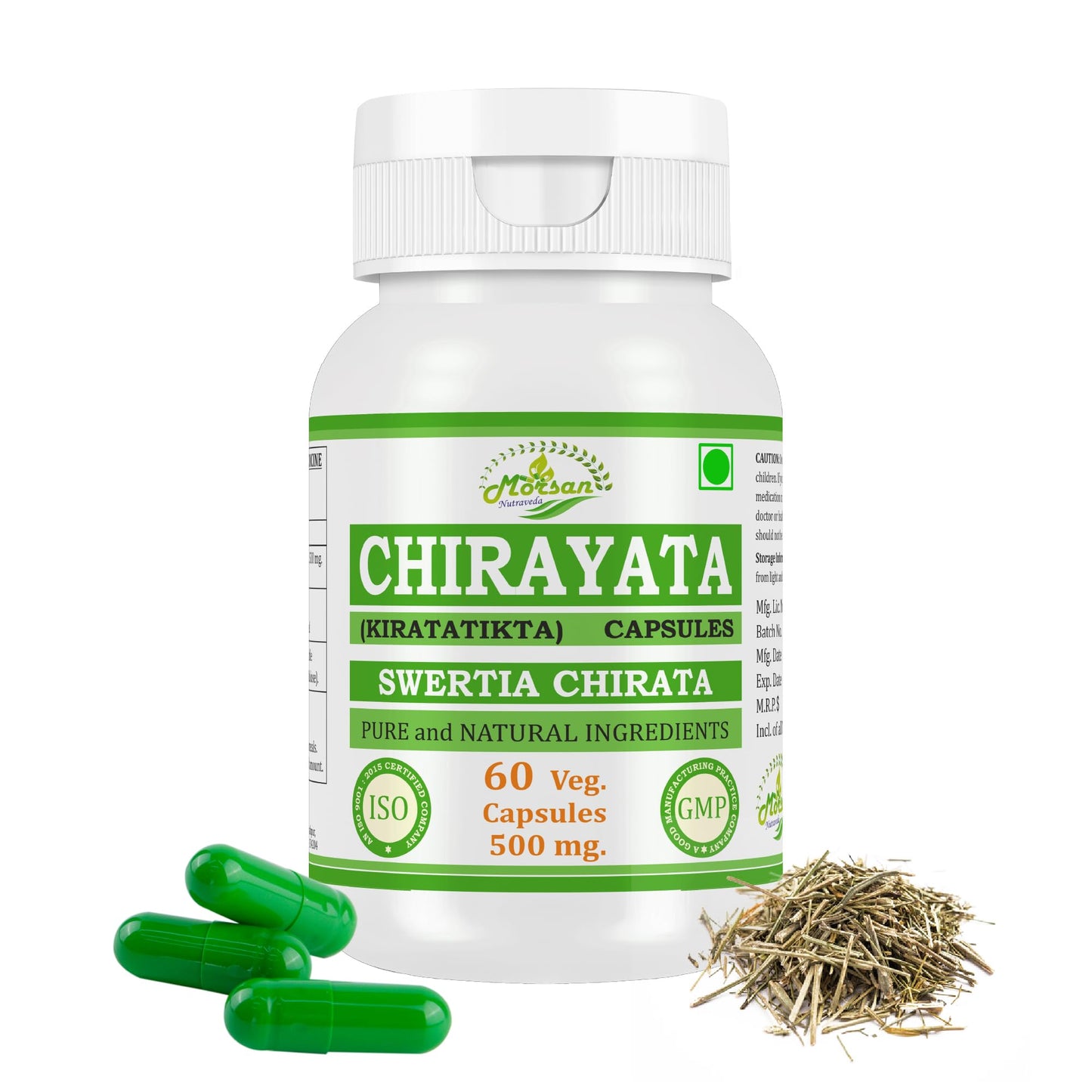 Morsan Nutraveda Chirayata (Swertia Chirata) Capsules, 60 Veggie Capsules