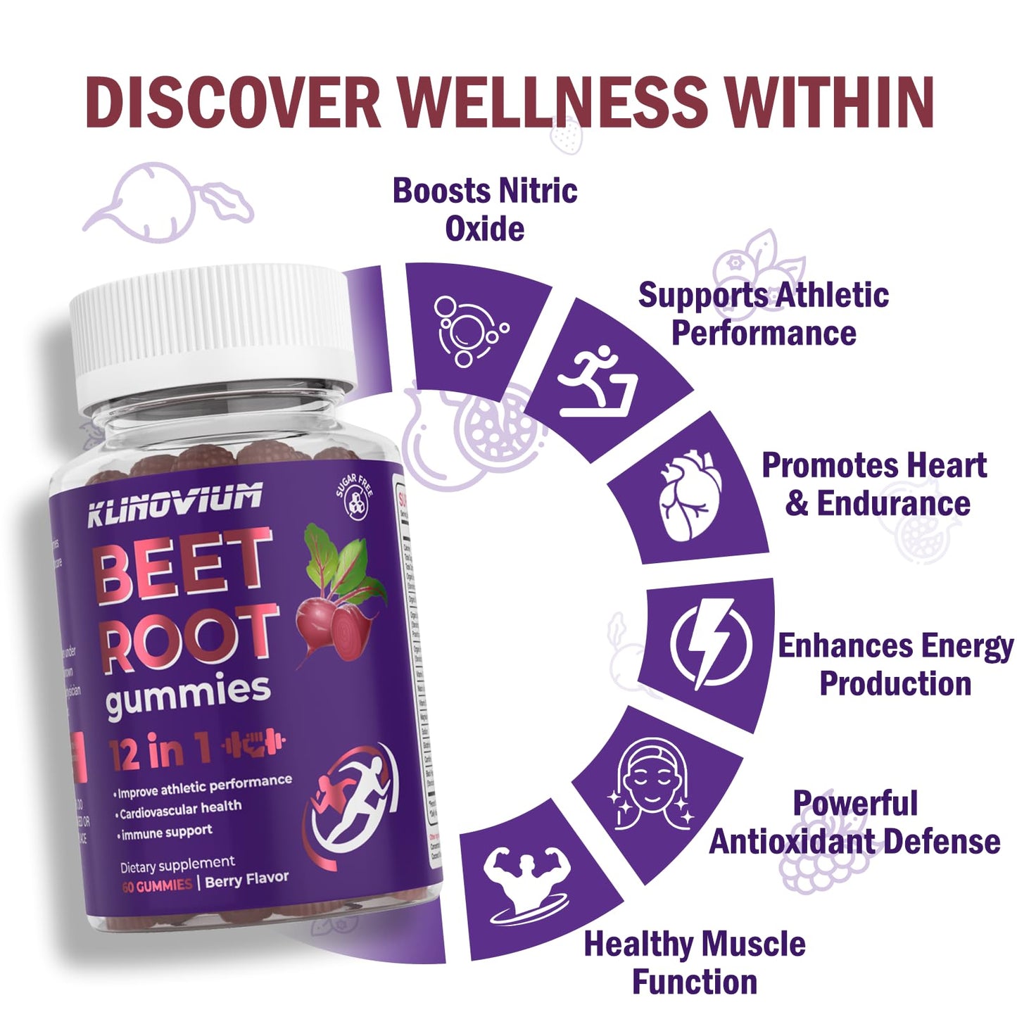 Klinovium Nitric Oxide Beet Root Gummies 60 Count