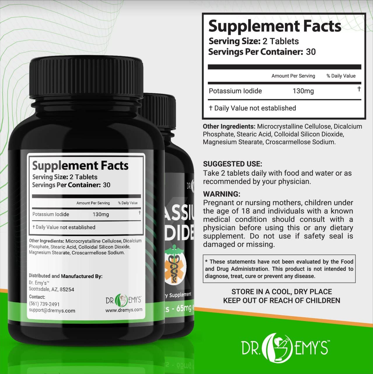 Dr. Emy's Potassium Iodide Tablets, 180 Tablets