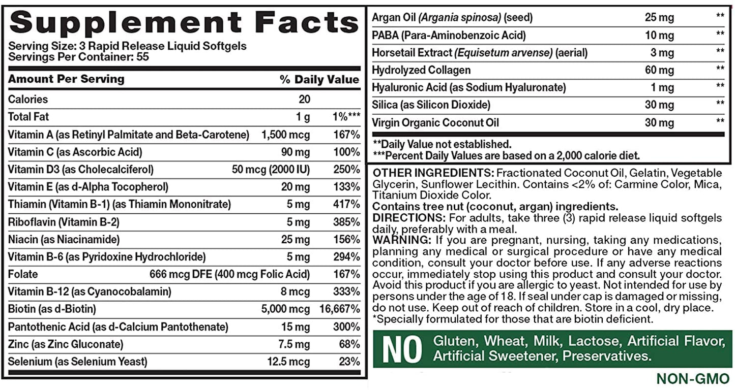 Nature's Truth Superior Strength Hair/Skin/Nails with Argan/Coconut Oil/Collagen Softgels 330