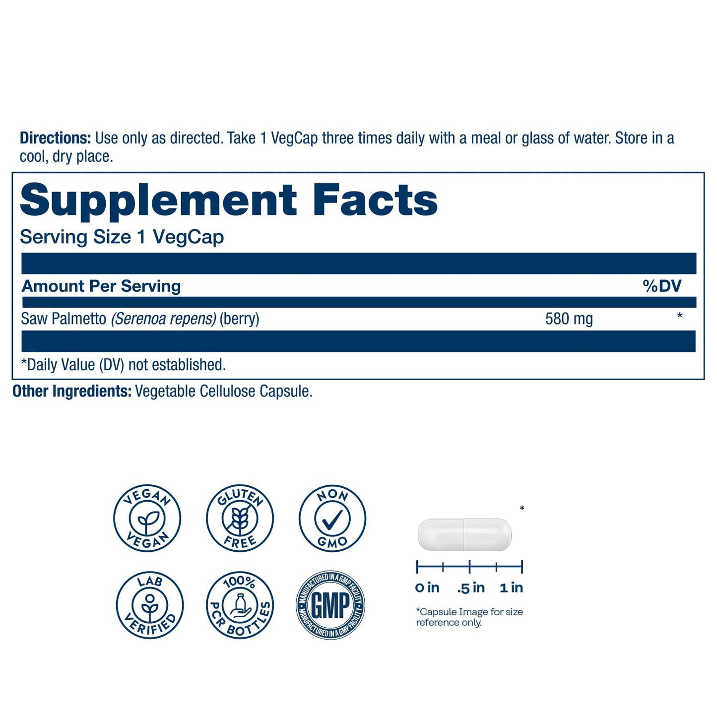 SOLARAY Saw Palmetto Berries 580 mg Capsule, 360 Capsules