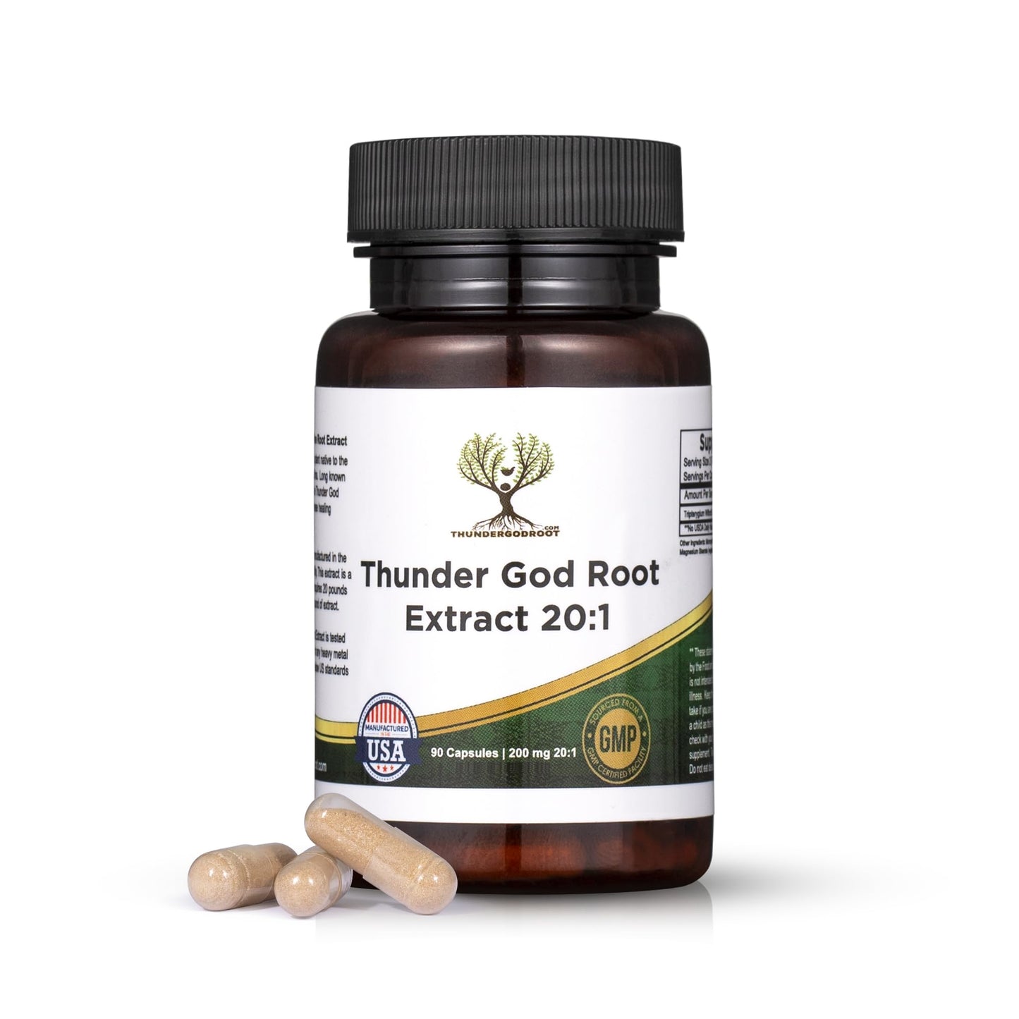 ThunderGodRoot.com Thunder God Vine Root 20:1 Supplement Capsules, 90 Count