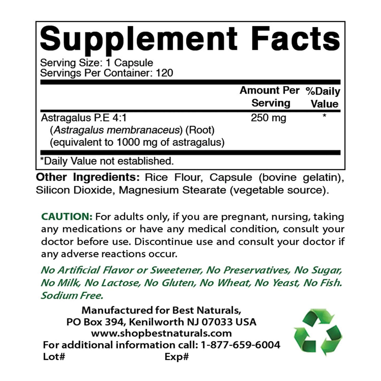 Best Naturals Cat's Claw Capsule, 500 mg & Astragalus Capsule, 1000 mg, 2 Capsules