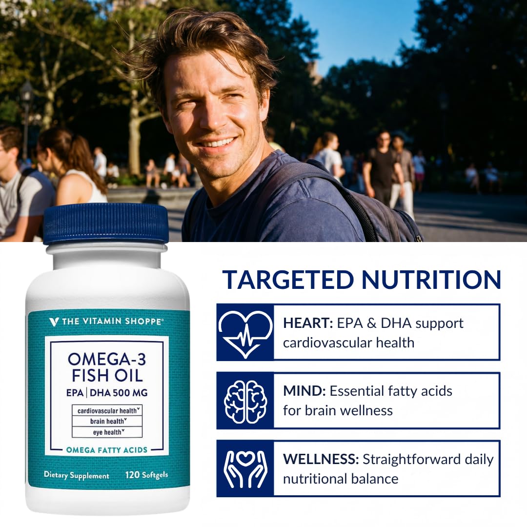 The Vitamin Shoppe Omega 3 Fish Oil 1000mg Softgels, 120 Count