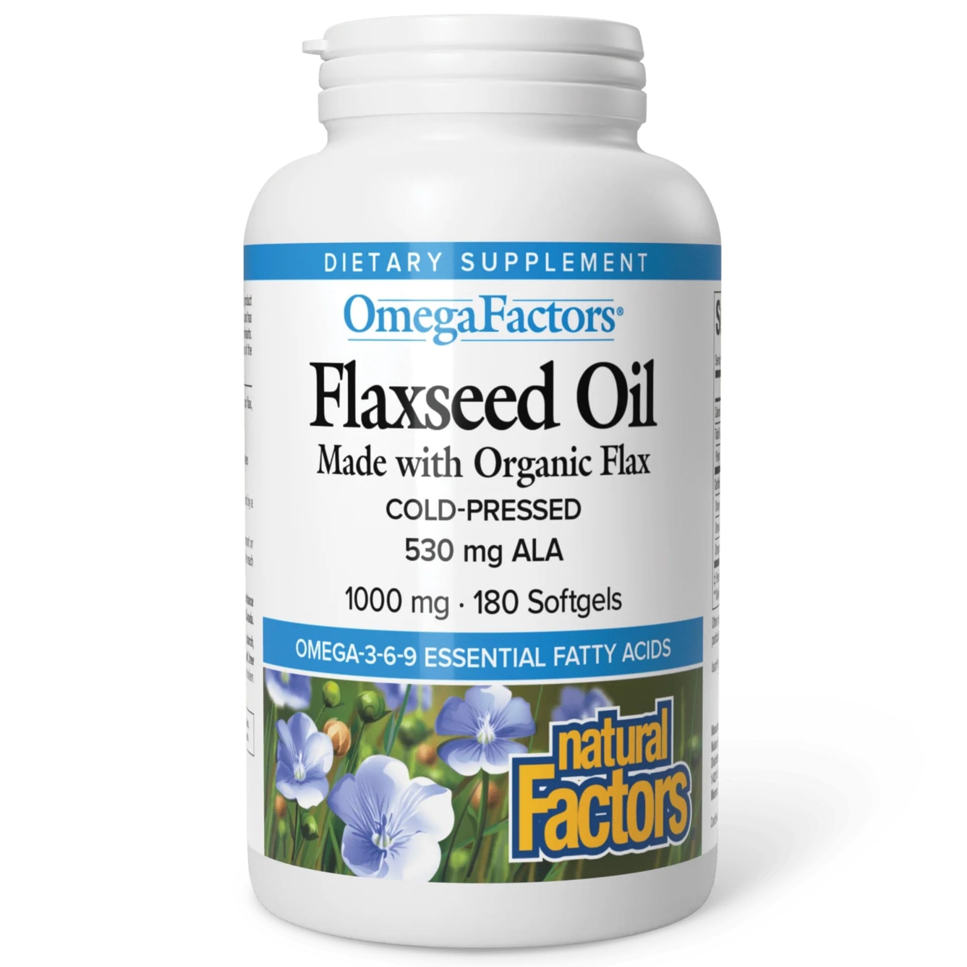 Natural Factors Omega Factors Flaxseed Oil Softgels 180