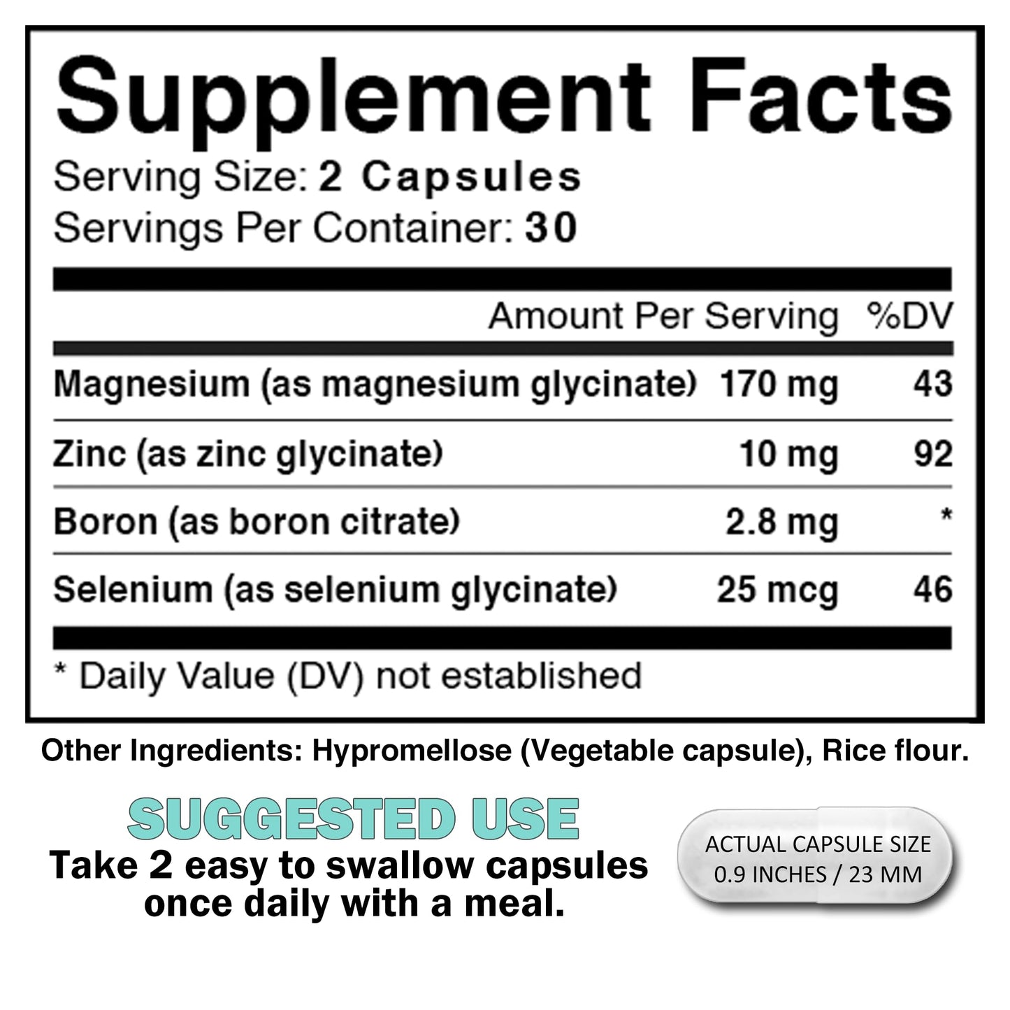Beneplanta Essential Minerals Complex Chelated Magnesium Zinc Selenium Boron 60 Capsules