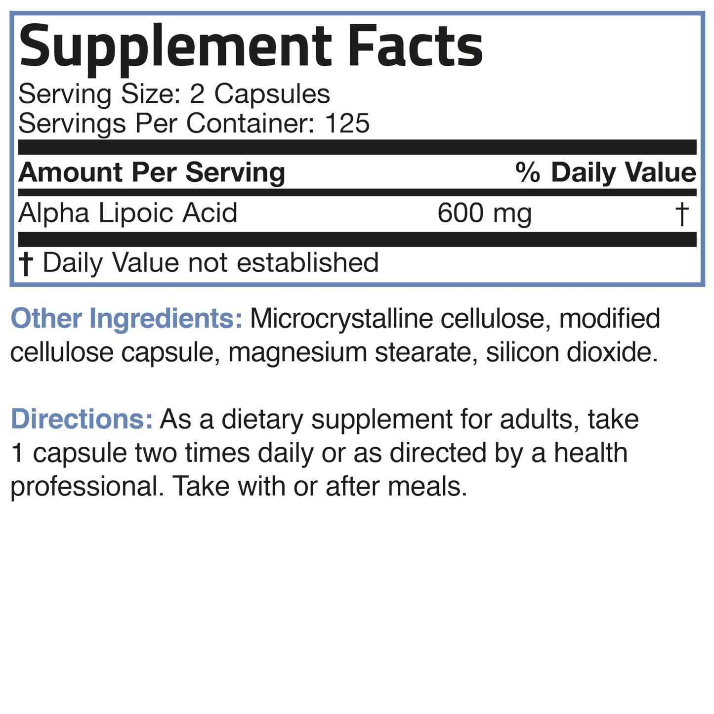 Bronson Alpha Lipoic Acid 600 mg Glucose Metabolism Support Capsules, 250