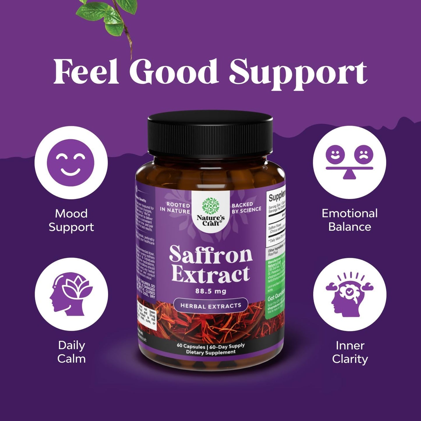 Natures Craft Saffron Extract Capsules 60 Count