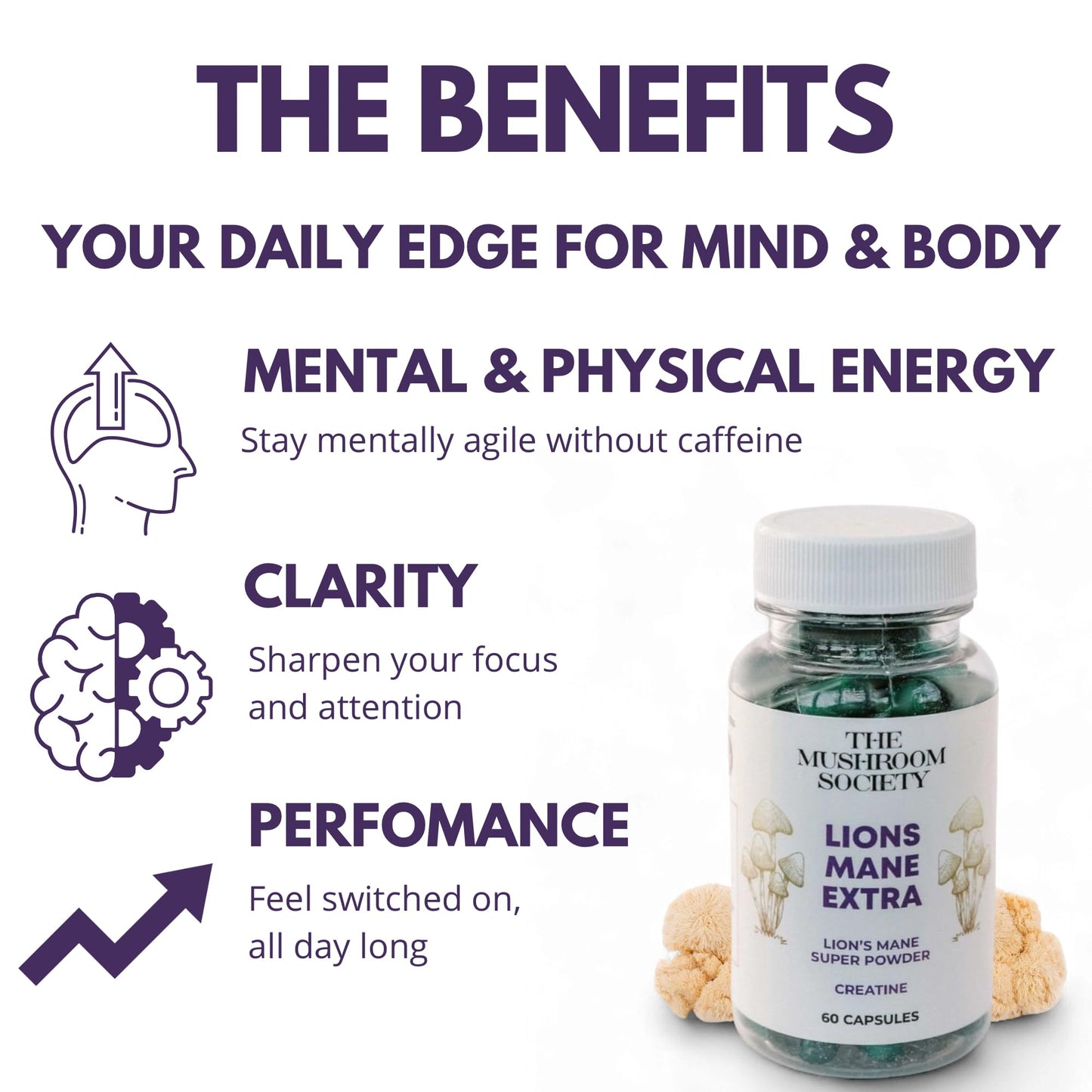 The Mushroom Society Lion’s Mane Extra Supplement Capsules 60