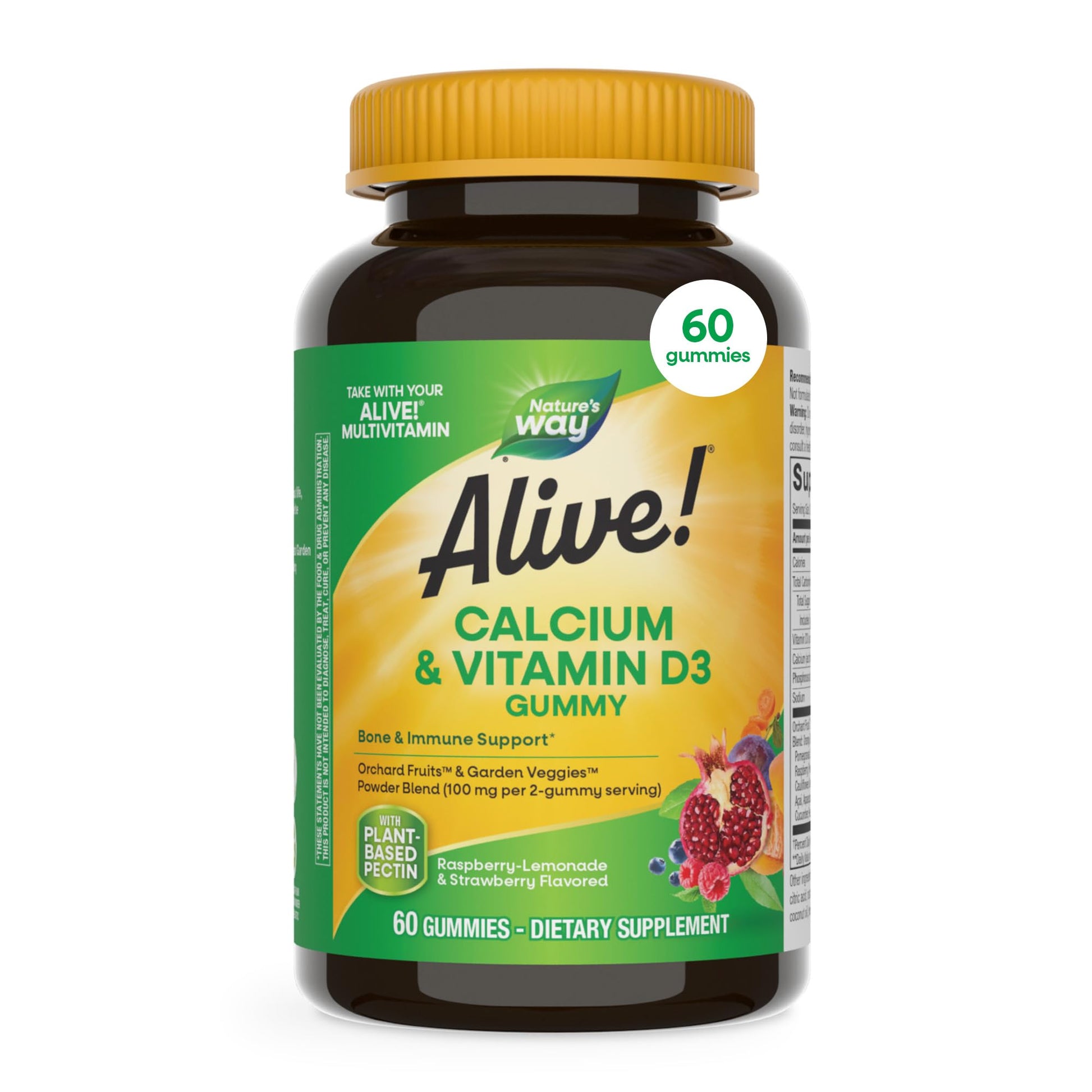 Nature's Way Alive! Chewable Calcium Gummies with Vitamin D3, 60 Gummies
