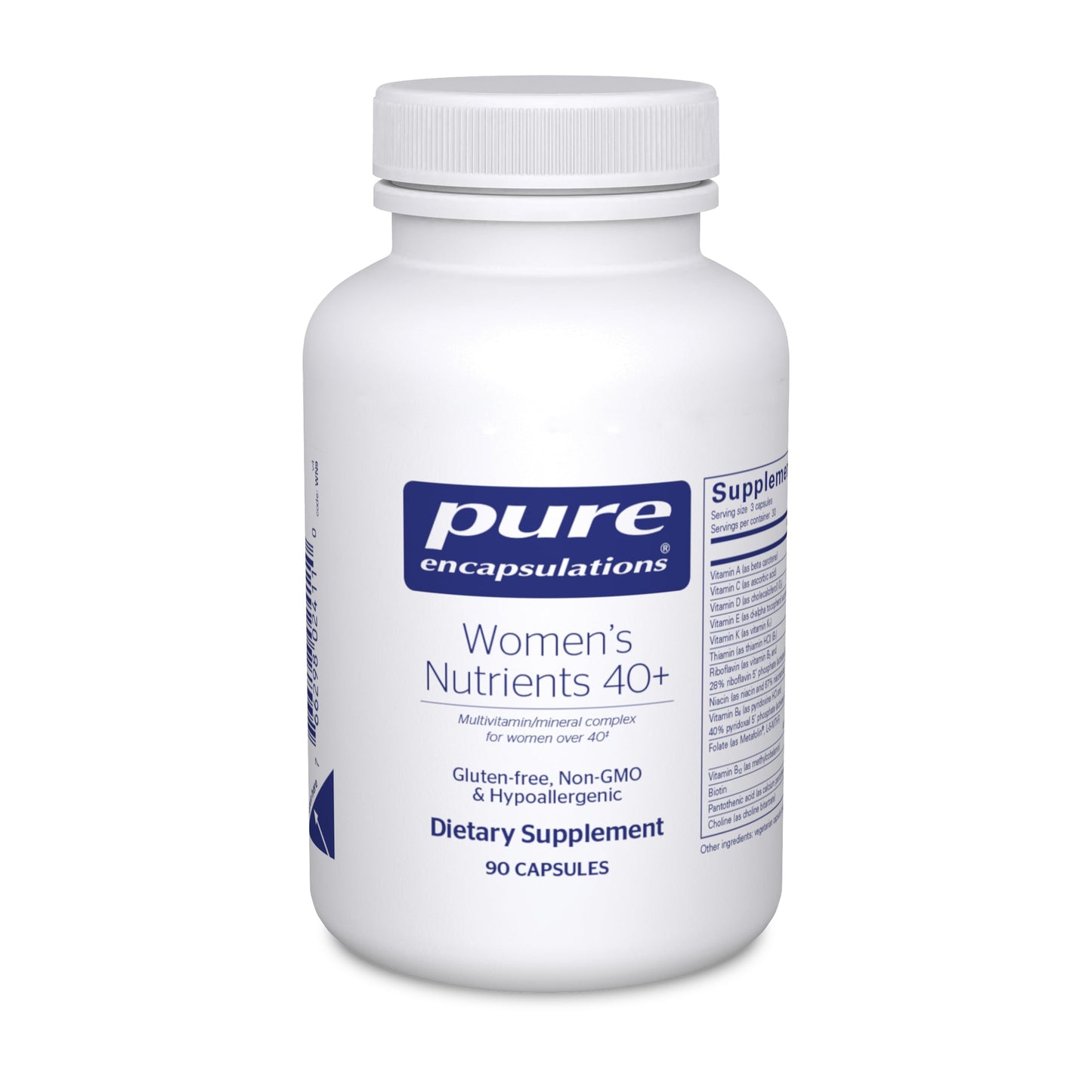Pure Encapsulations Women's Nutrients 40+ Multivitamin for Women Over 40 to Support Urinary Tract Health, Breast Cell Health & Eye Integrity* Vitamin C & E - Gluten-Free & Non-GMO, 90 Capsules
