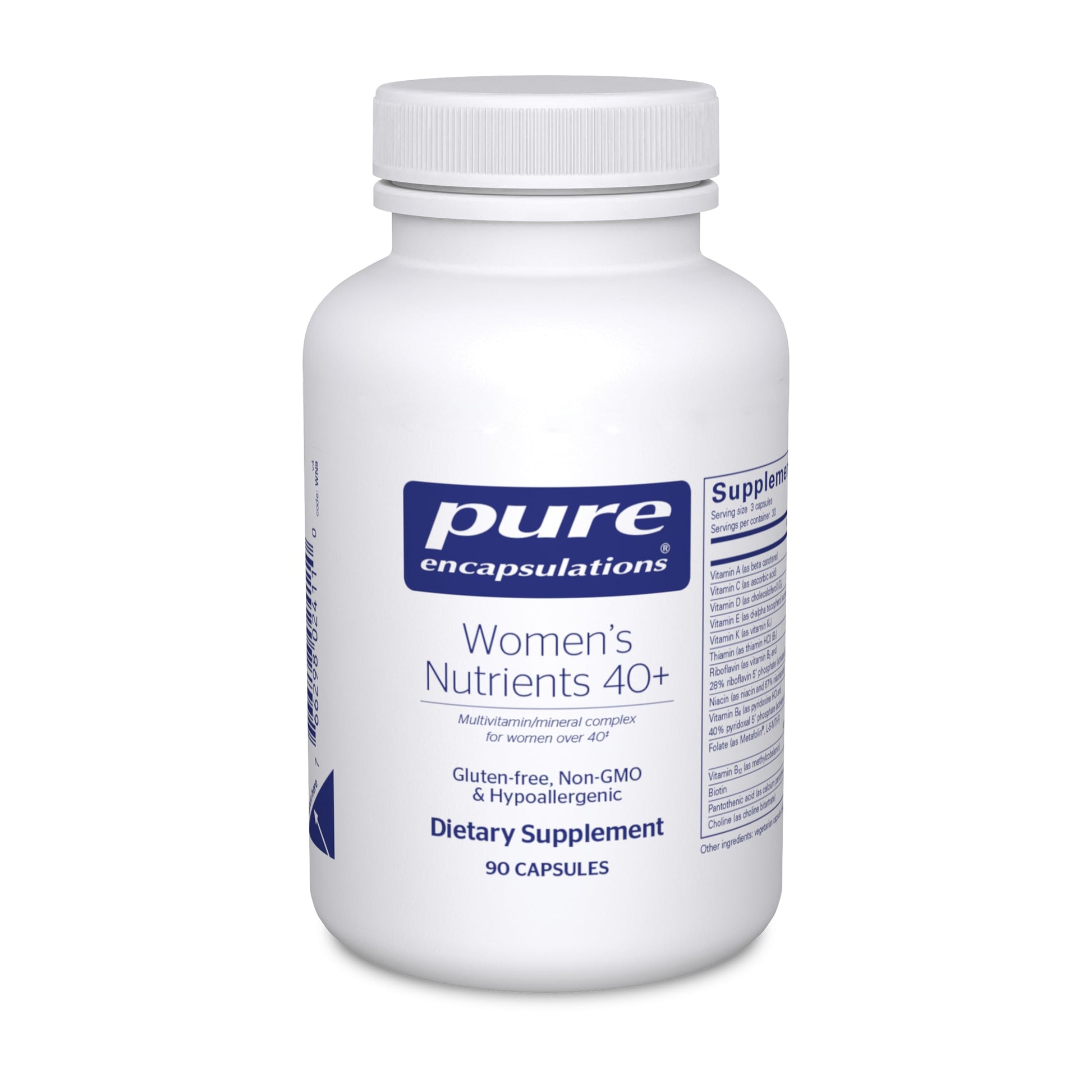 Pure Encapsulations Women's Nutrients 40+ Multivitamin for Women Over 40 to Support Urinary Tract Health, Breast Cell Health & Eye Integrity* Vitamin C & E - Gluten-Free & Non-GMO, 90 Capsules