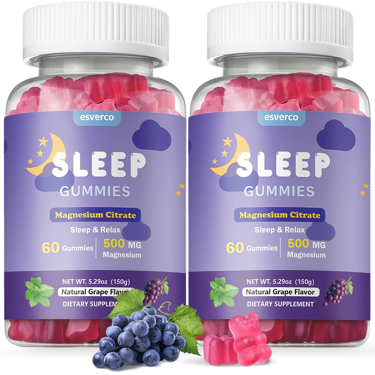 esverco Magnesium Gummies 500mg Magnesium Citrate Deep Sleep, 120 Count