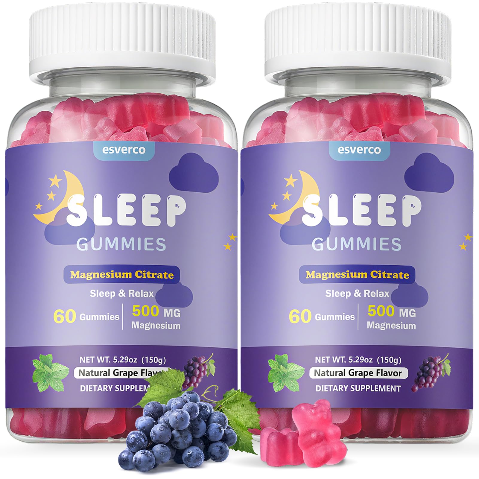 esverco Magnesium Gummies 500mg Magnesium Citrate Deep Sleep, 120 Count