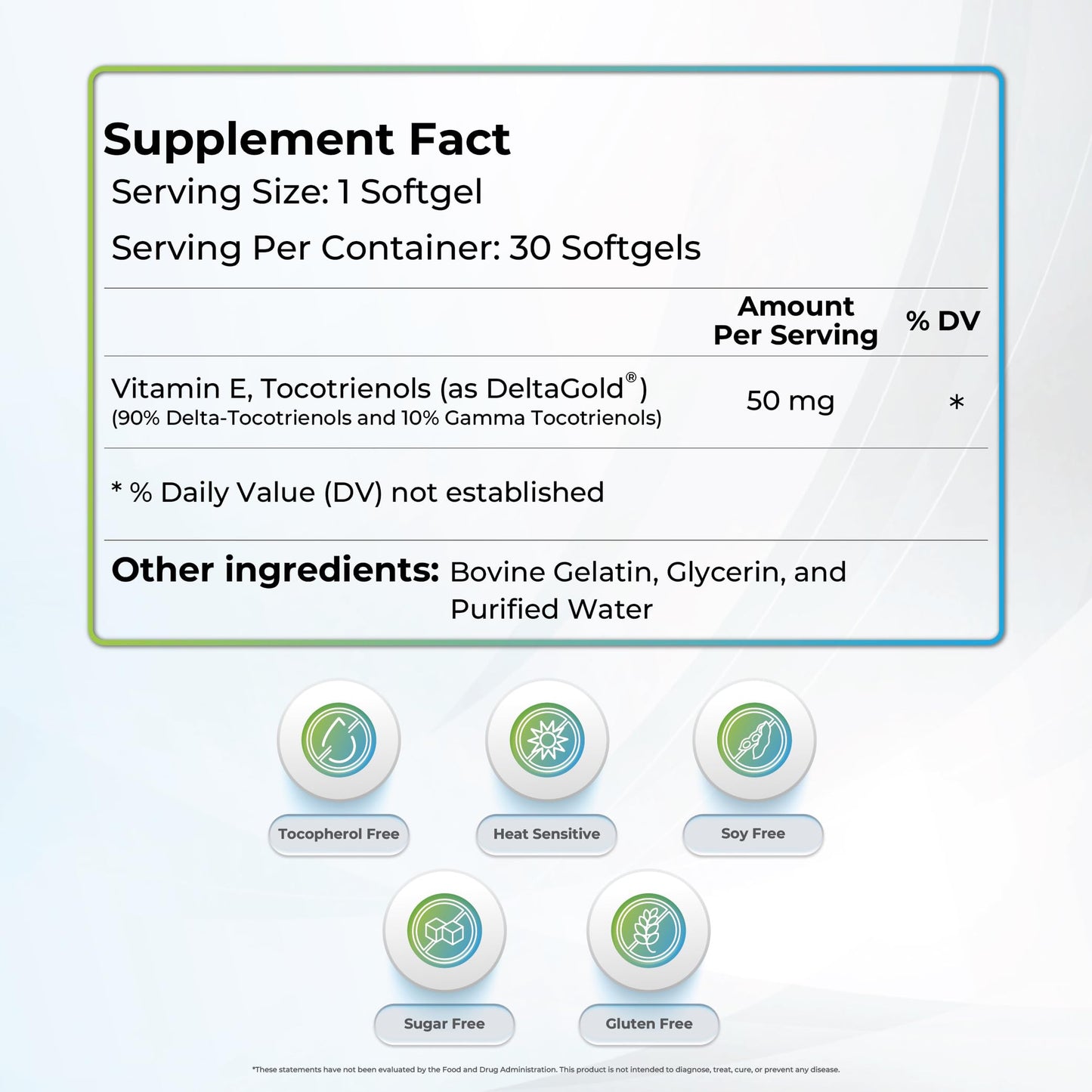 WELLNESS EXTRACT Eannatto Tocotrienols Deltagold Vitamin E Supplements Softgels 30