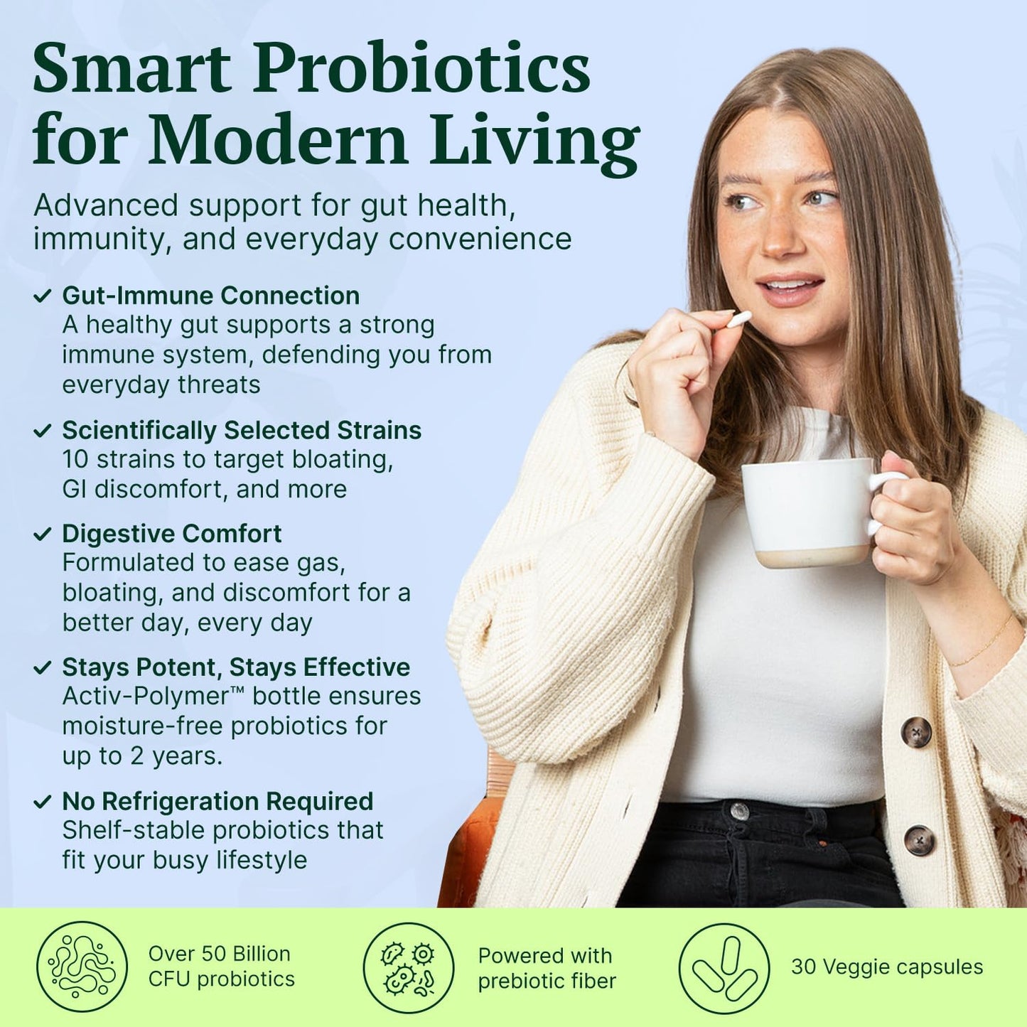 Medella Naturals Mega-Strain 50 Billion CFU Probiotics + Prebiotics Capsules, 30 Capsules