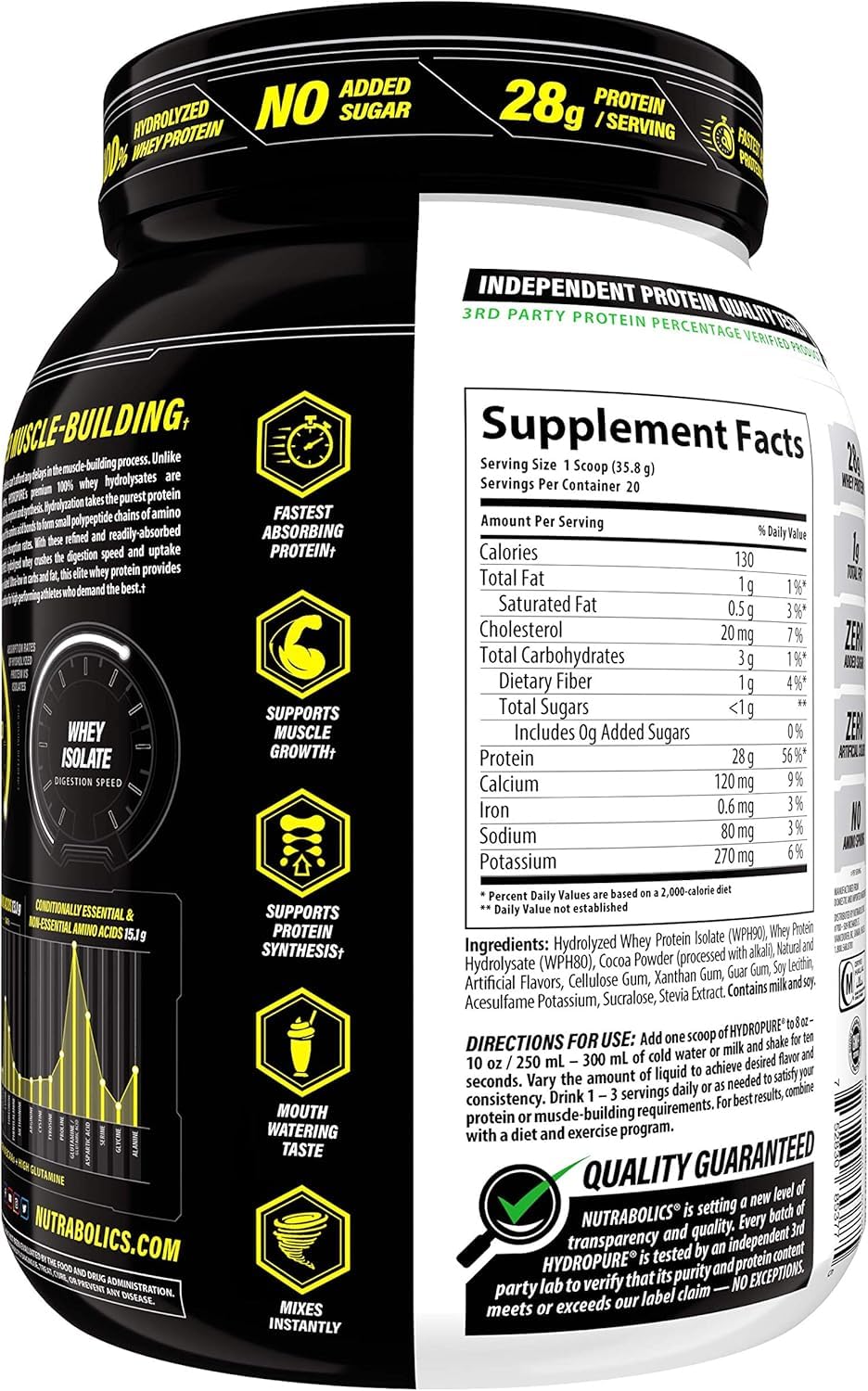 Nutrabolics Hydropure Whey Protein Powder (25.6 Servings)