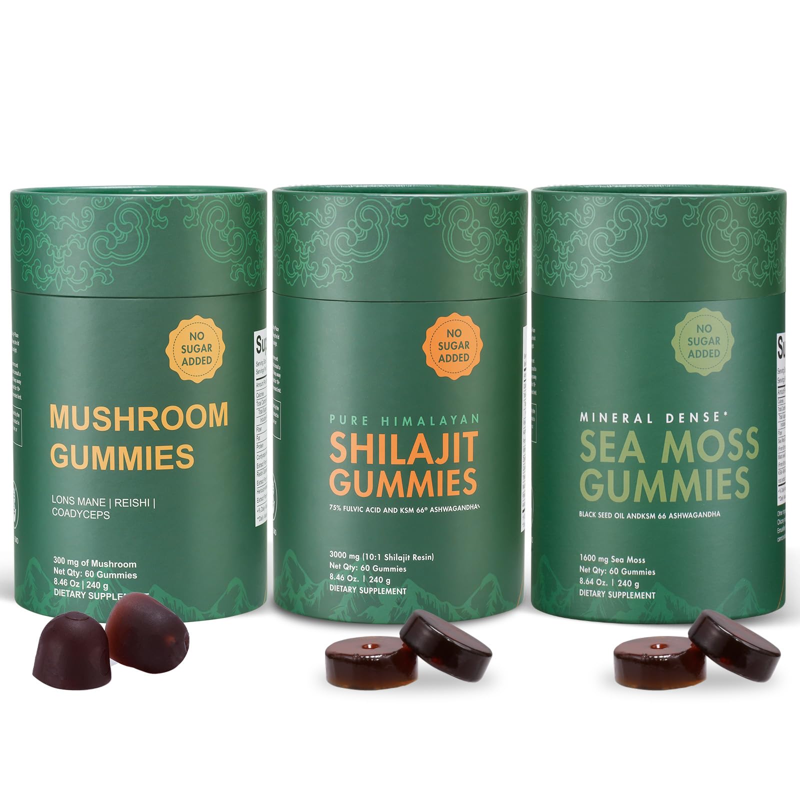 Xuore Shilajit, Sea Moss & Mushroom Gummies with Lions Mane, Reishi, Cordyceps, Ashwagandha, 75%+ Fulvic Acid, 92+ Minerals All in 1 Supplements, Gummy, 1 Count