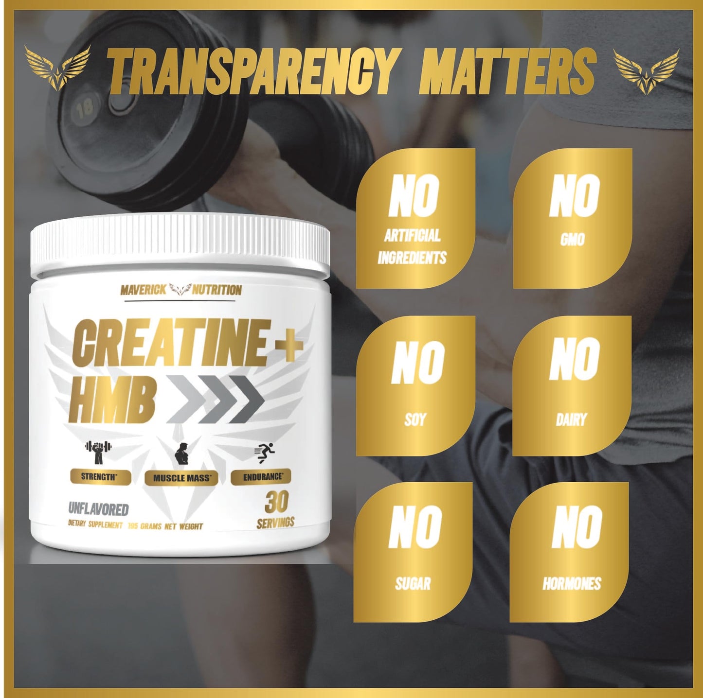 Maverick Nutrition Creatine HMB Powder 6.8 Ounce