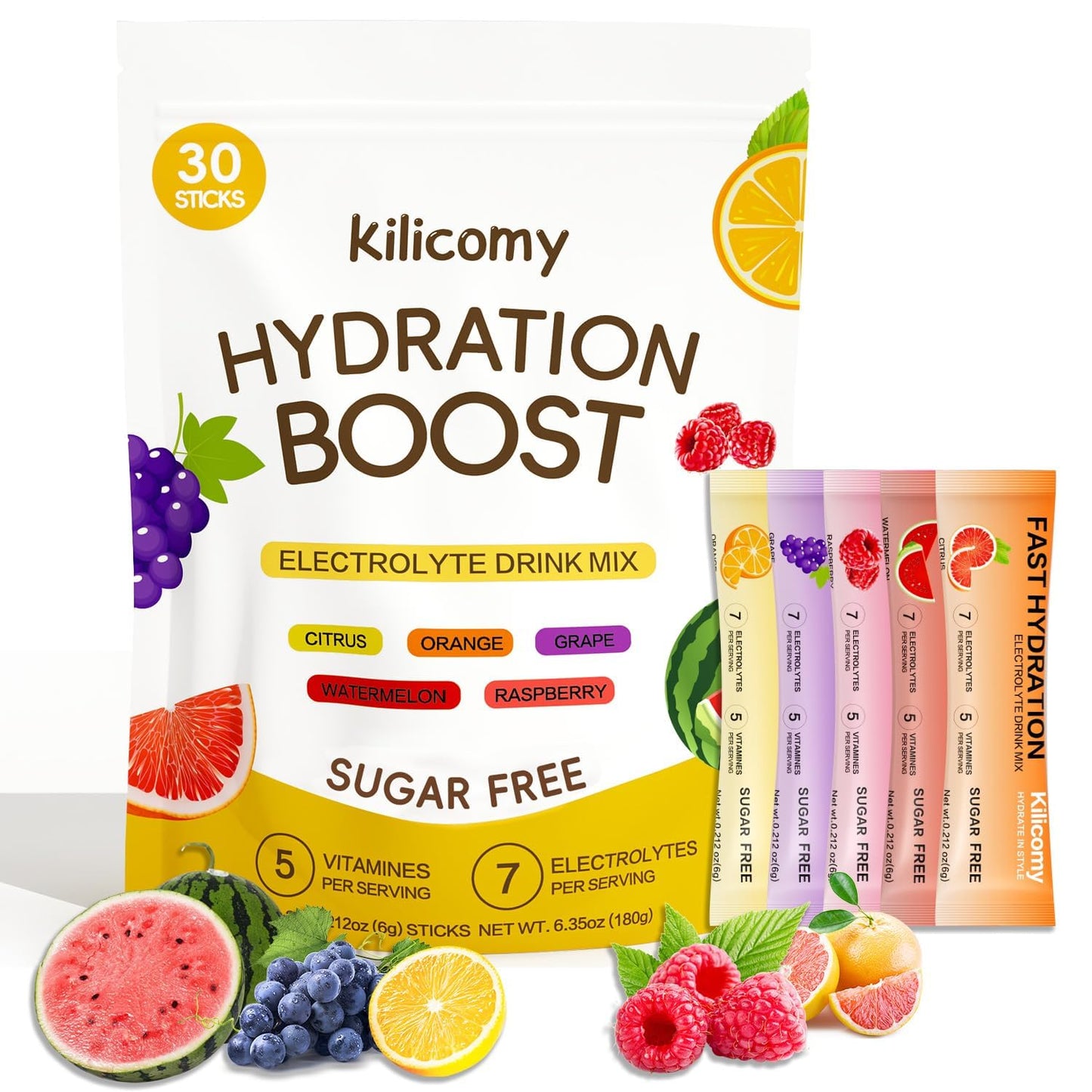 Kilicomy Sugar Free Electrolyte Powder Packets, 6.35 oz
