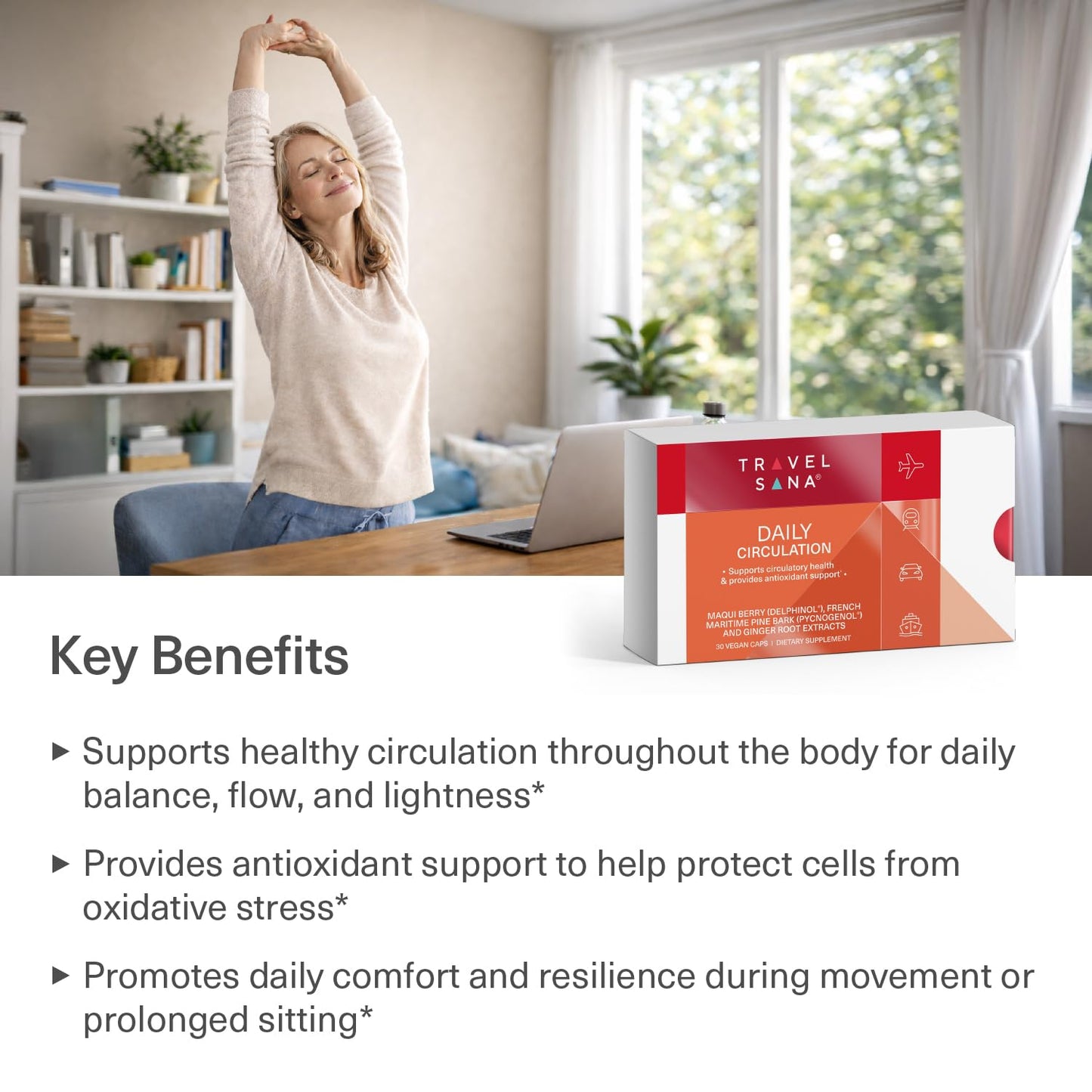 TRAVELSANA Daily Circulation Capsules 30 Count