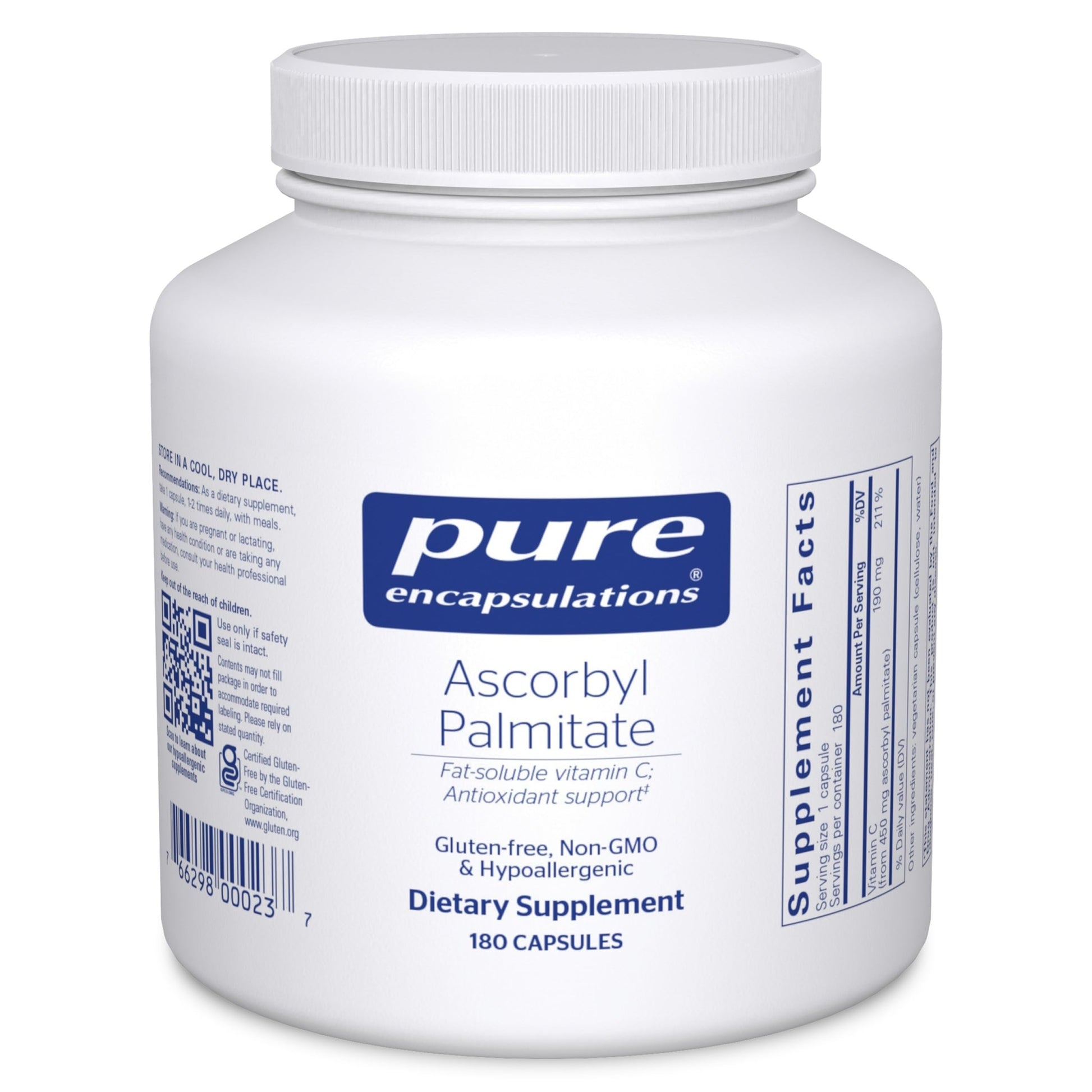 Pure Encapsulations Ascorbyl Palmitate Vitamin C Supplement Capsule 180