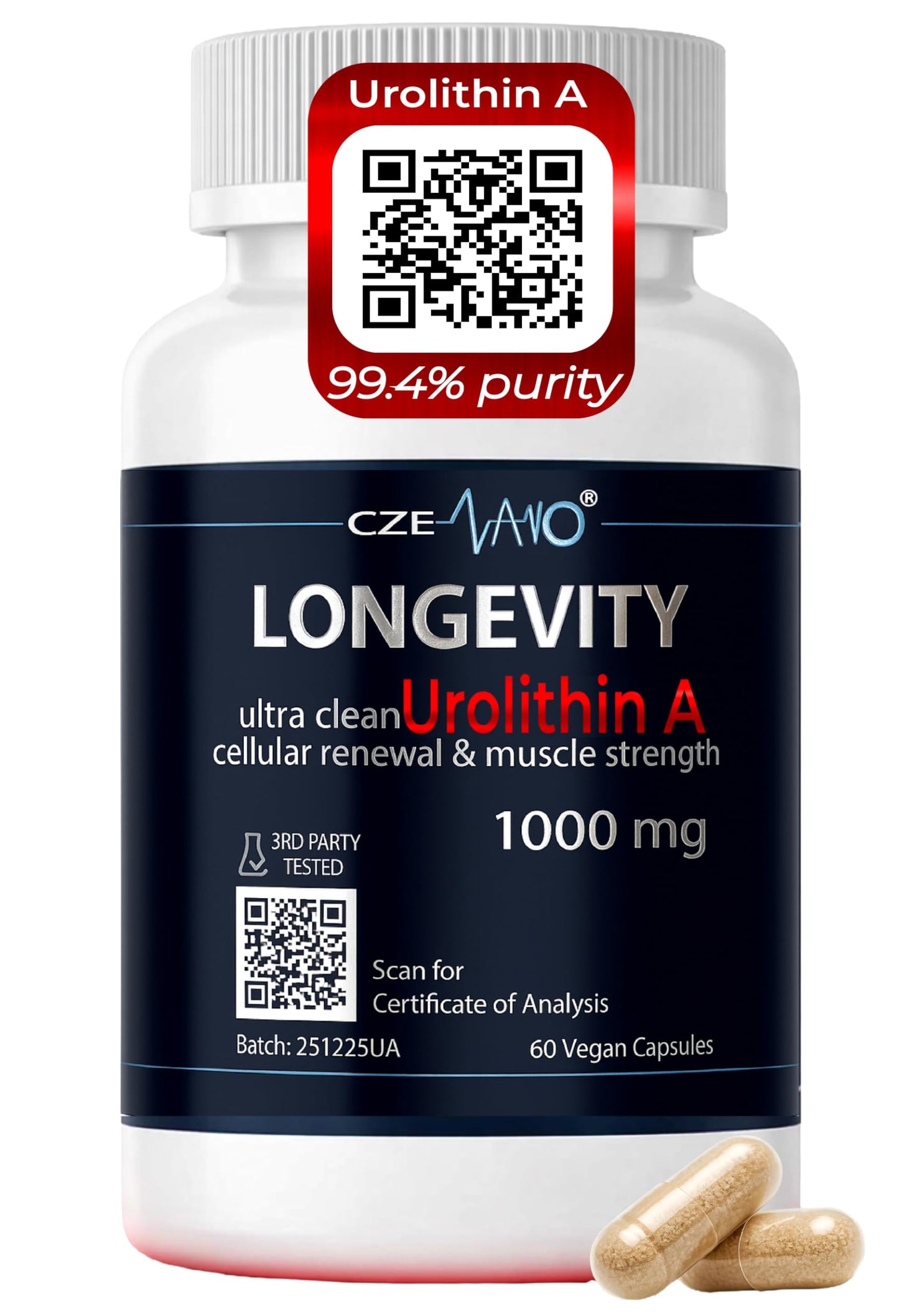CzeNano Urolithin A 1000 mg Capsules, 60 Count