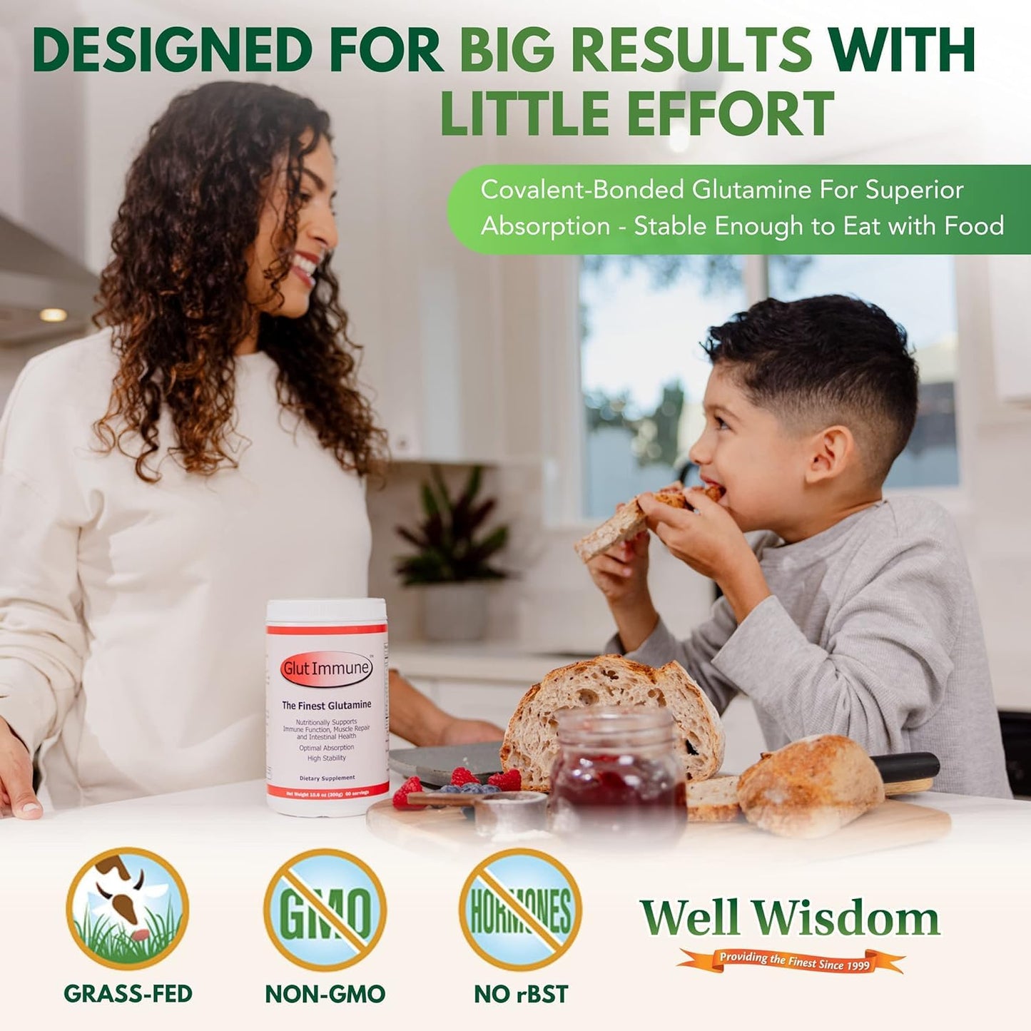 Well Wisdom Proteins Glut Immune L-Glutamine Powder, 10.6 Ounce