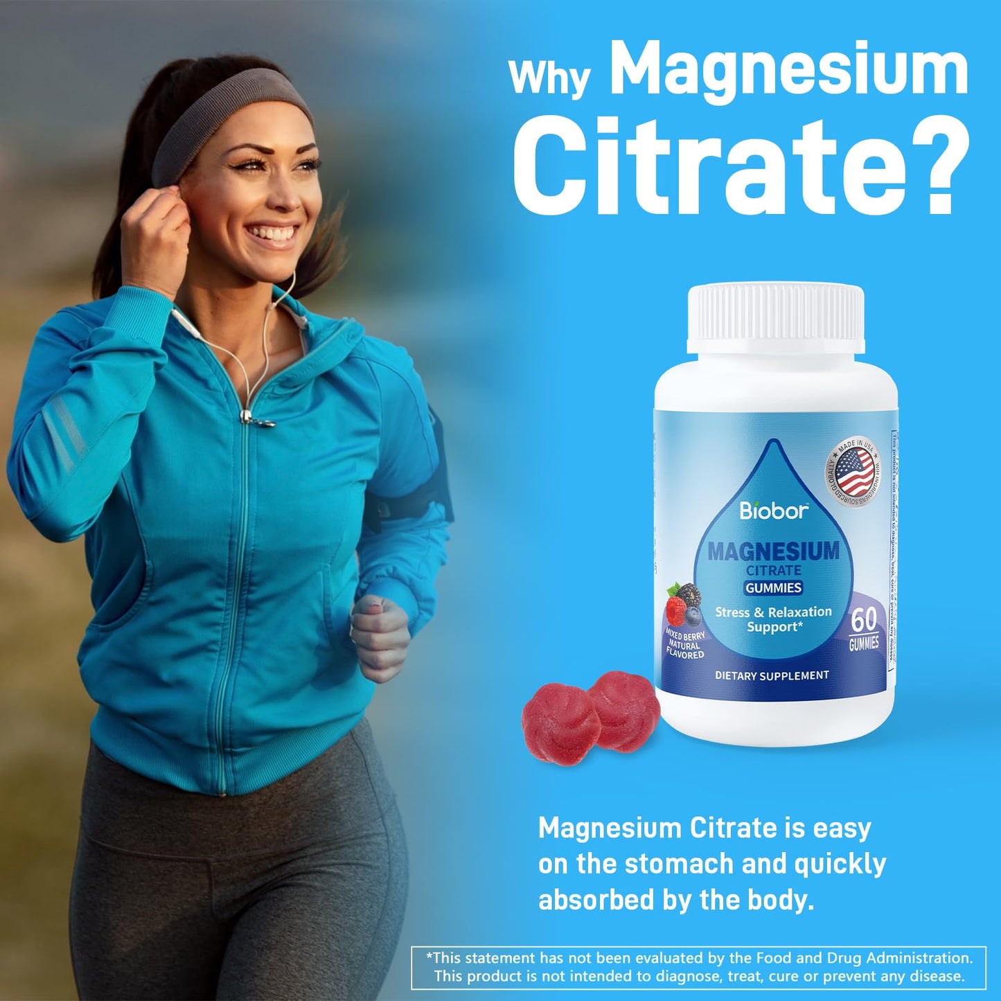 Biobor Magnesium Citrate Gummies 60 Count