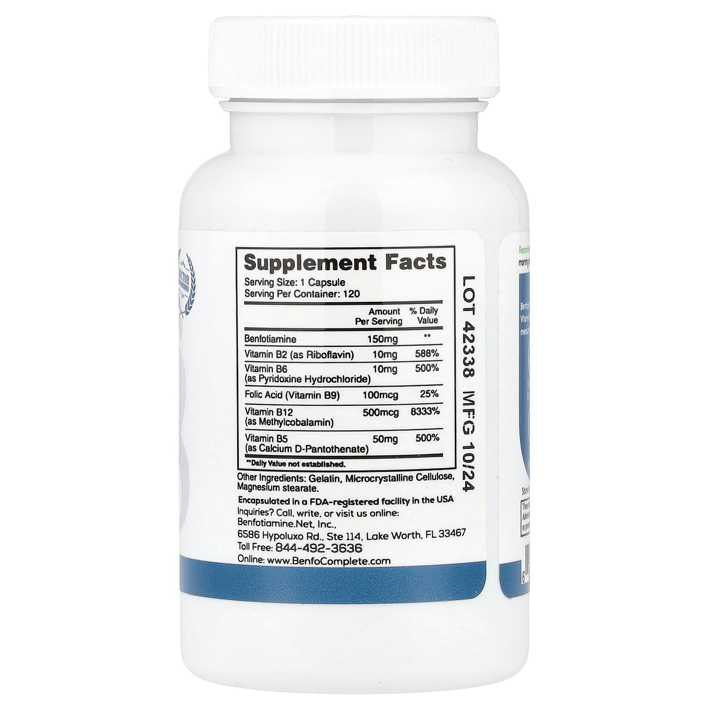 Benfotiamine, Inc. Multi-B Neuropathy Support Formula 150 mg, 120 Capsules