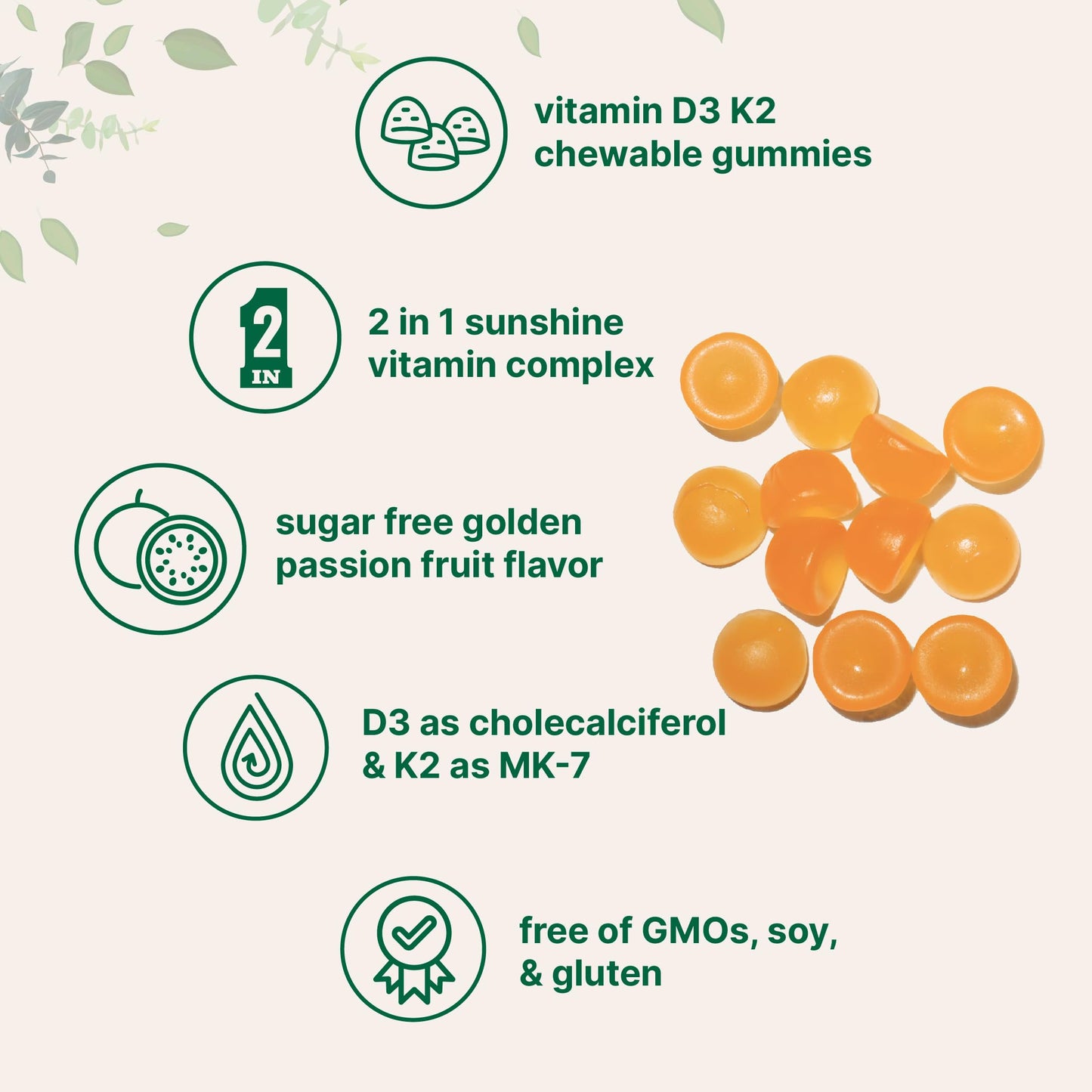 Micro Ingredients Vitamin D3 K2 Gummies, 120 Count