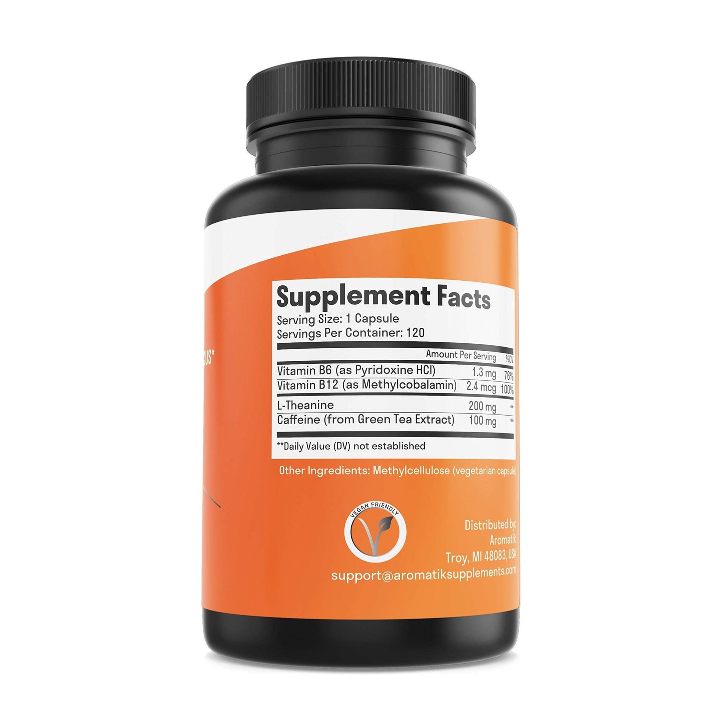 Aromatik Caffeine L-Theanine Focus Supplement Capsules 120 Count