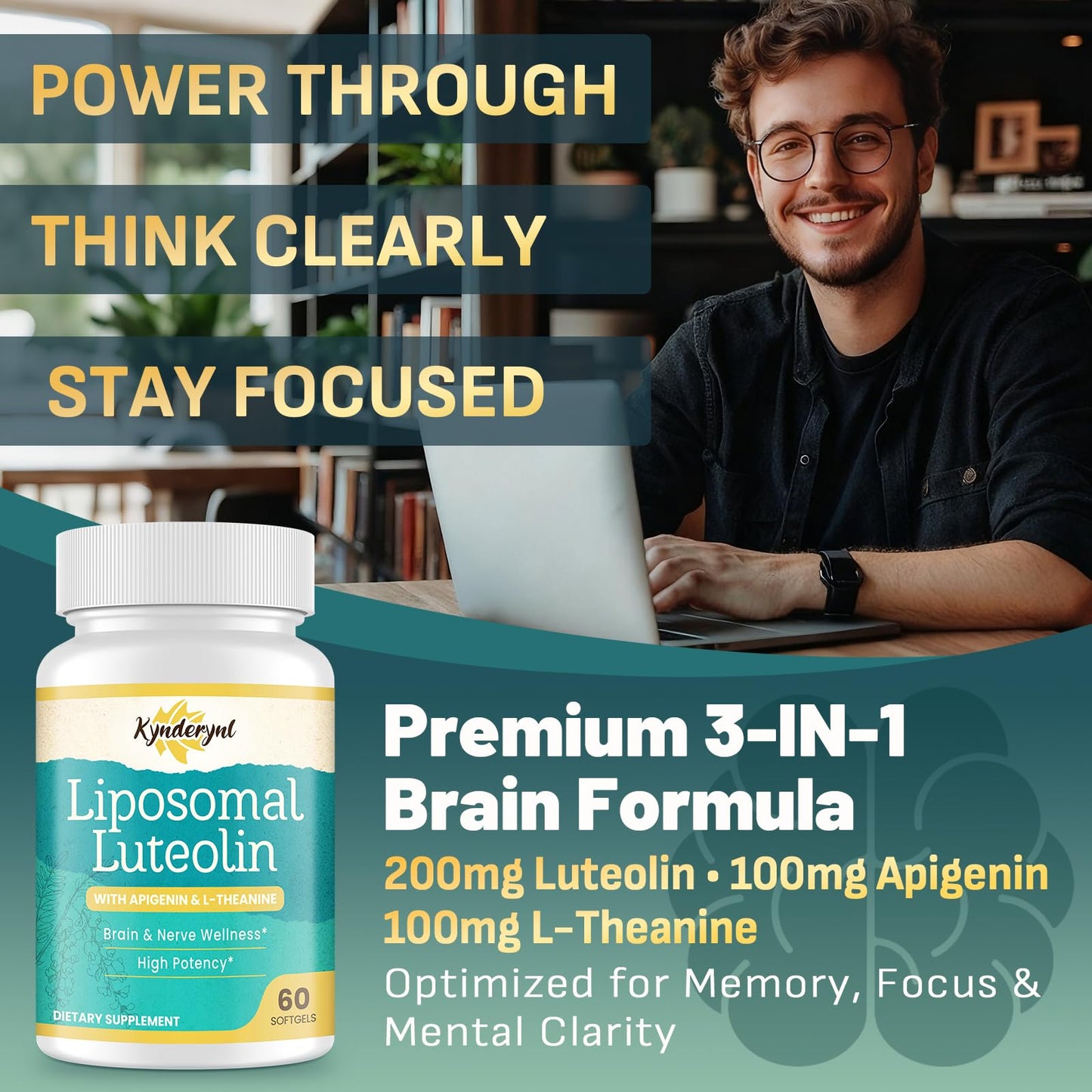 Kynderynl Liposomal Luteolin 200mg 60 Softgels