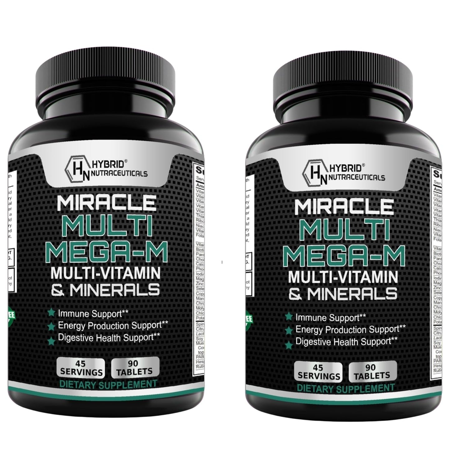 Hybrid Nutraceuticals MEGAV-1 Multi-Vitamin, Superfood & Minerals - Daily Multivitamin with Probiotics, Digestive Enzyme, Mushroom Complex for Heart Health, Immune Support, Energy & Stamina, 180 Tablets