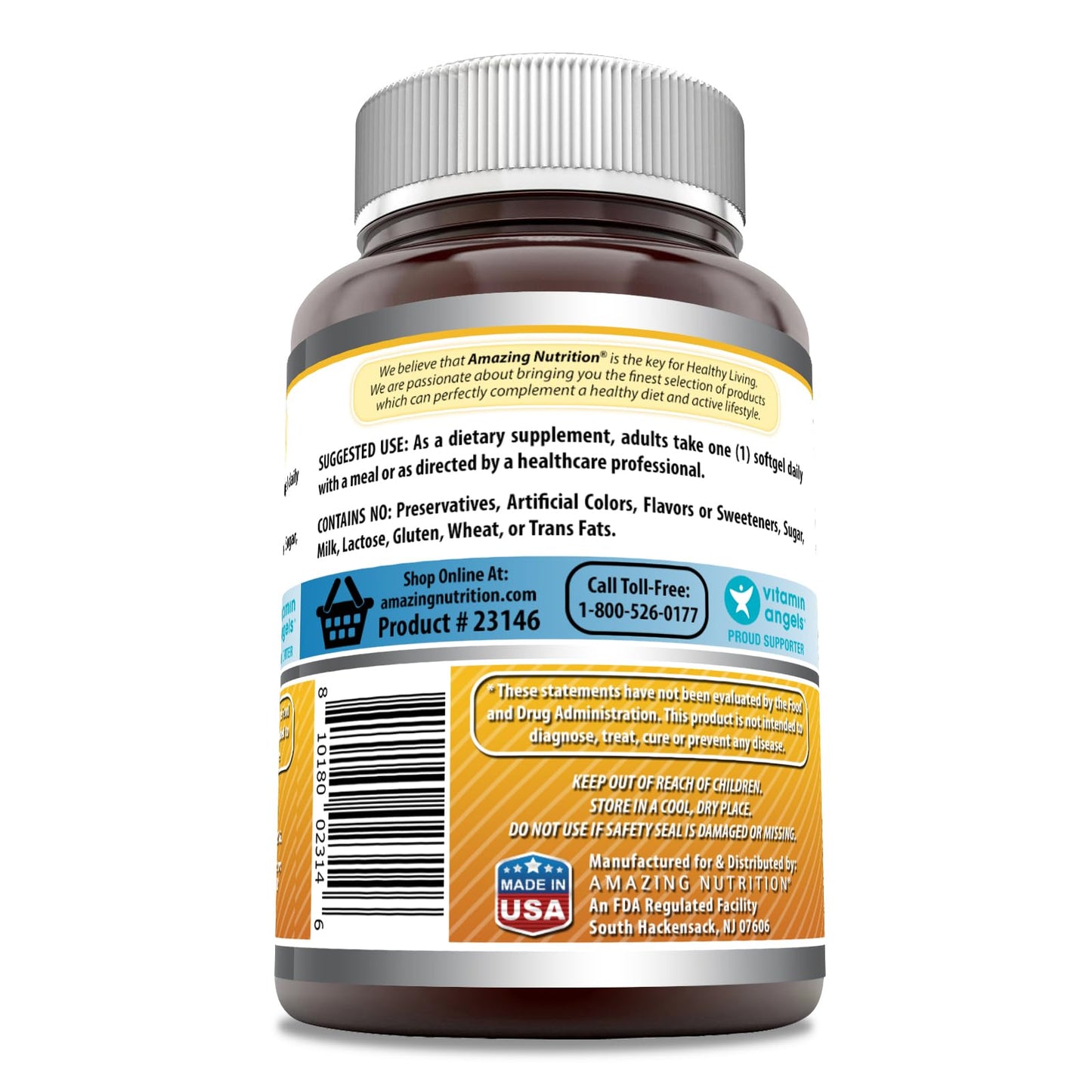 Amazing Nutrition Vitamin D3 (Cholecalciferol) Supplement Softgels, 360 Count