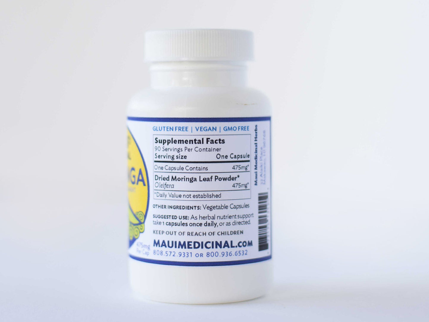 Maui Medicinal Herbs Moringa 475mg Per Veggie Capsule, 90 Capsules