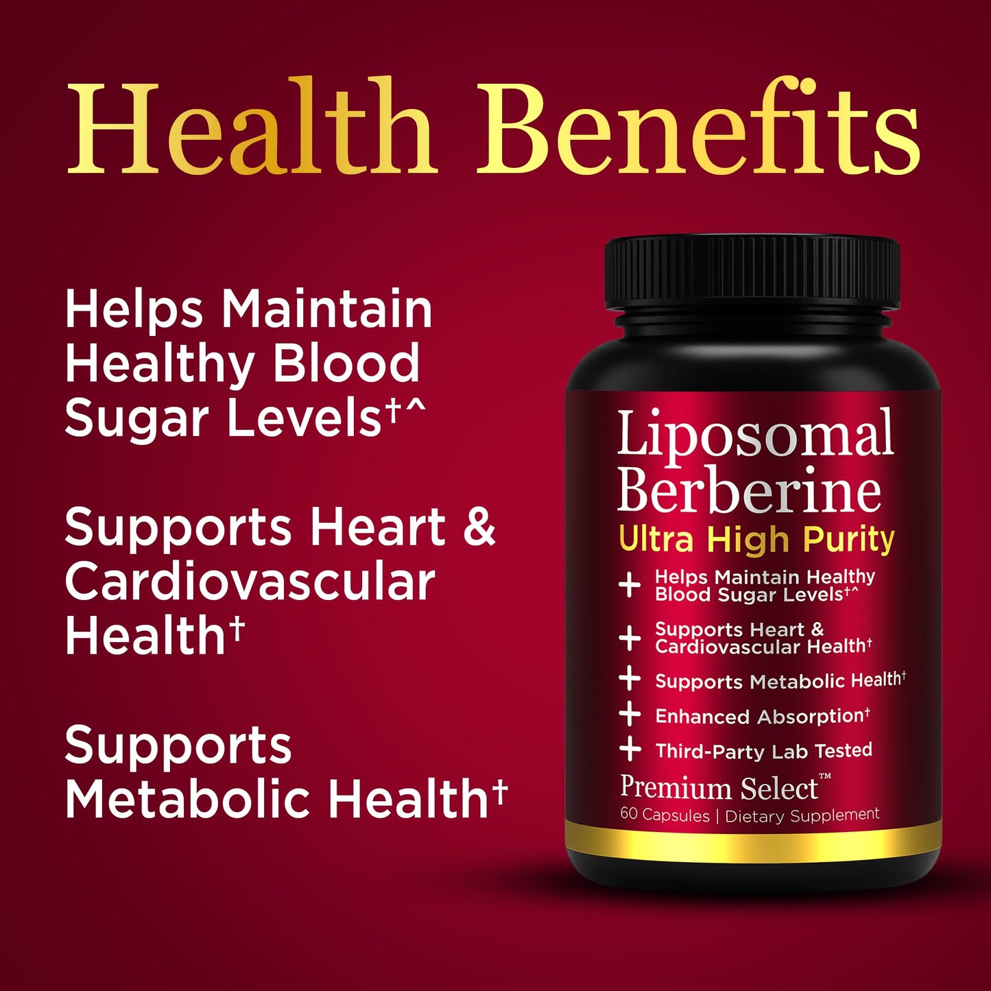 Premium Select Nutrition Liposomal Berberine HCL Capsules, 60 Capsules
