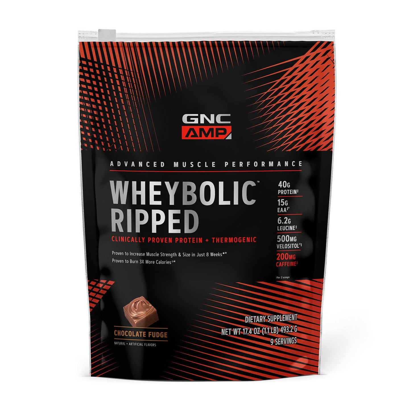 GNC AMP Wheybolic Ripped Protein Powder & Thermogenic Supplement, 9 Servings