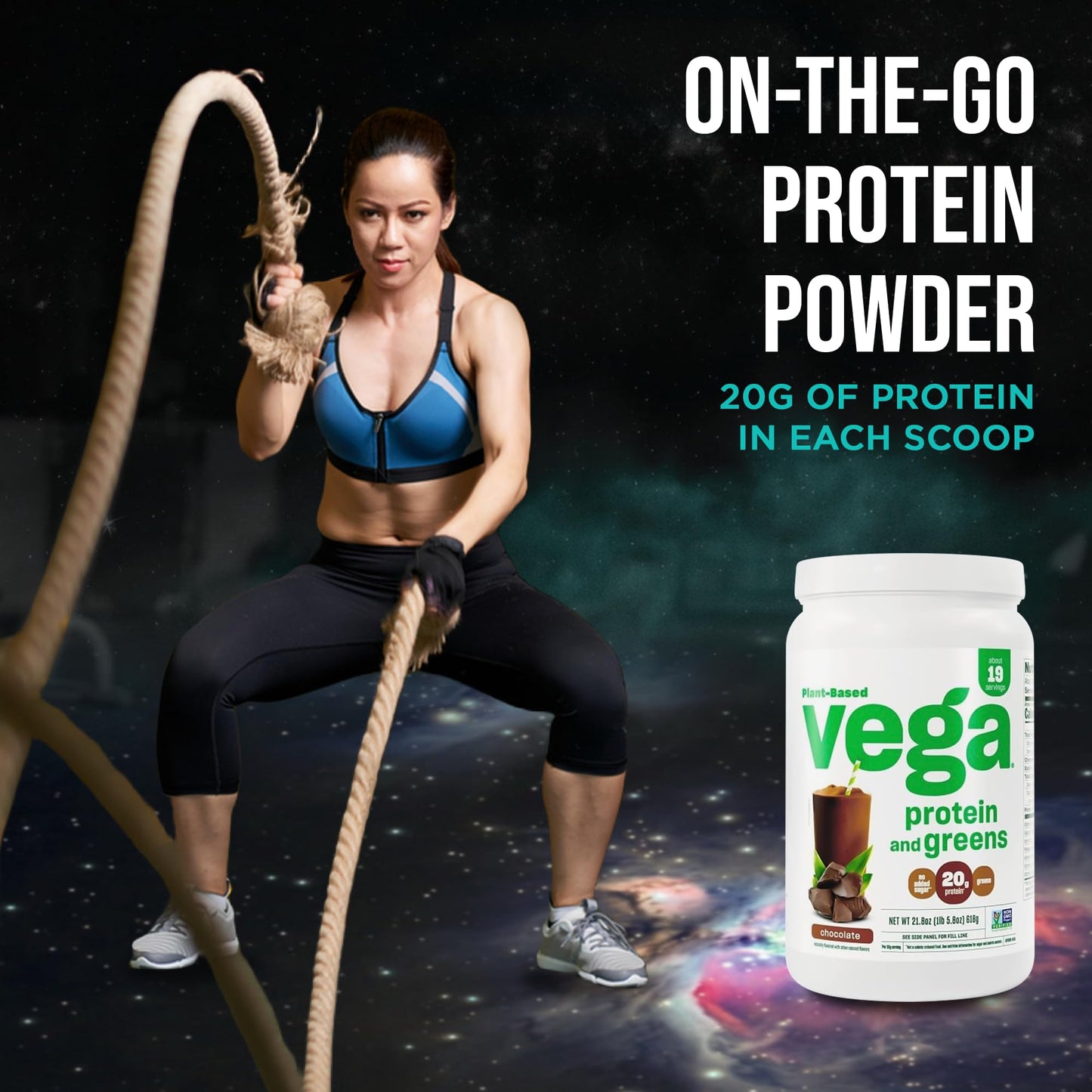 Vega Premium Protein + Supergreens Chocolate Powder, 21.8 oz