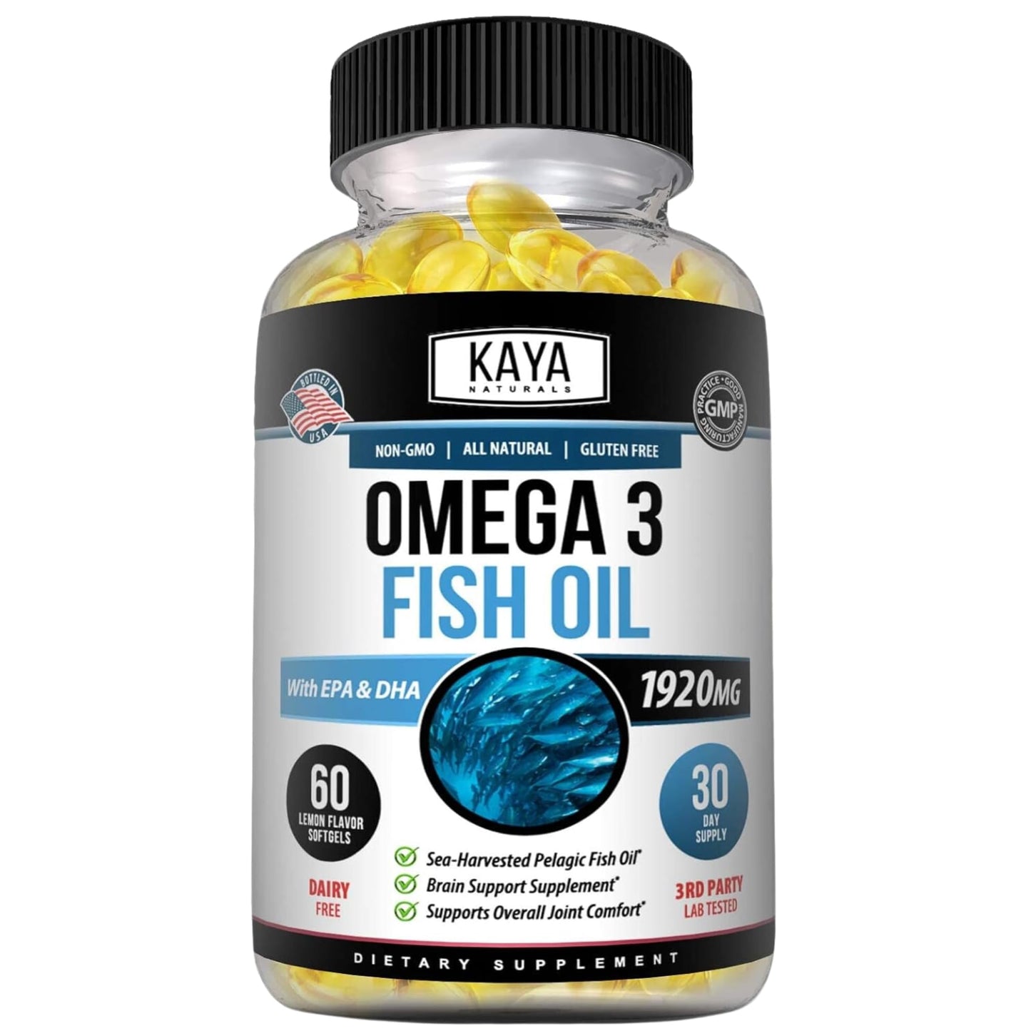 Kaya Naturals Omega 3 Supplement Softgels 60 Count