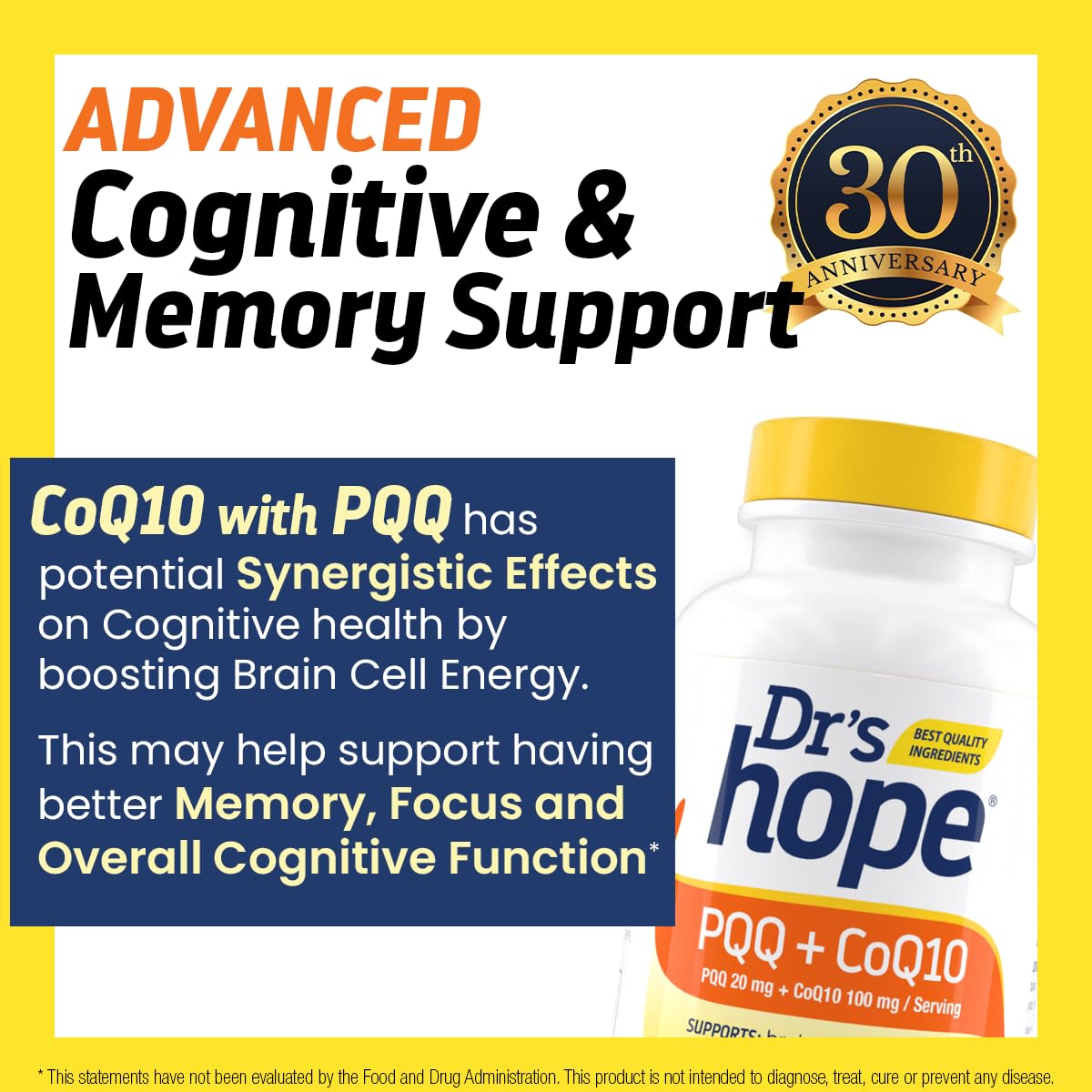 Dr’s Hope CoQ10 100mg + PQQ 20mg Capsules, 60 Count