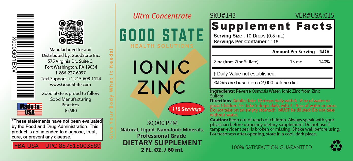 Good State Ionic Liquid Zinc Ultra Concentrate 2 Capsules