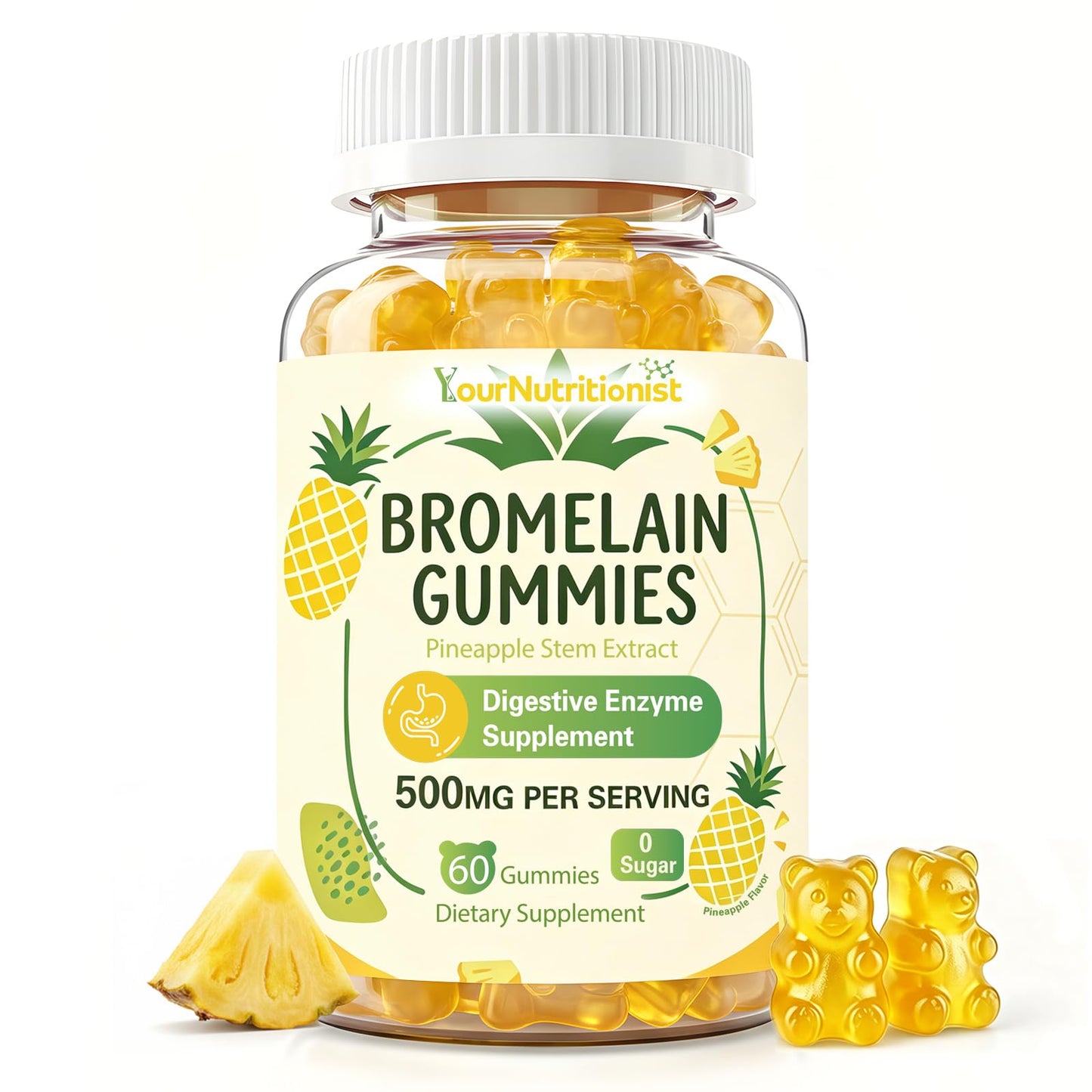 Your Nutritionist Bromelain 500mg Gummies 60 Count