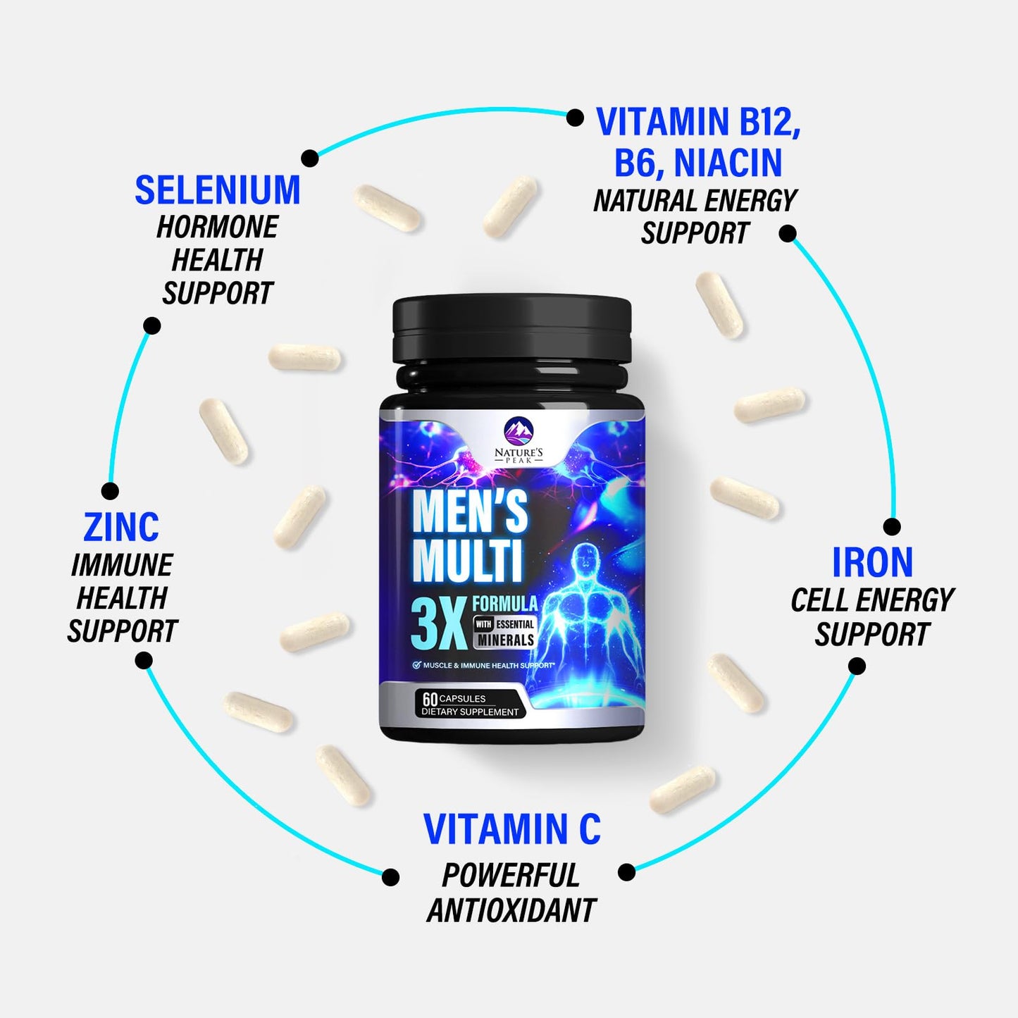 Nature's Peak Men's Multivitamins Capsules, 60 Count
