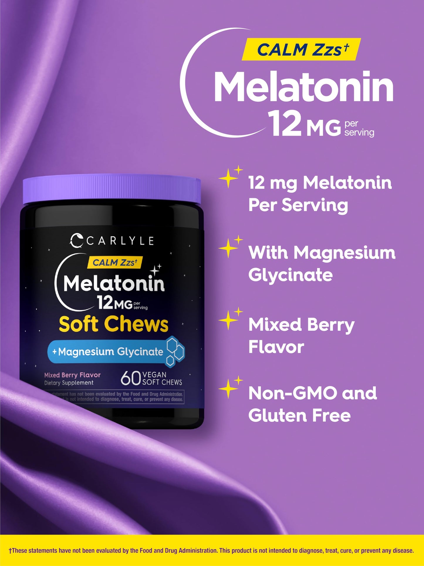 Carlyle Melatonin 12mg Soft Chews, 60 Count